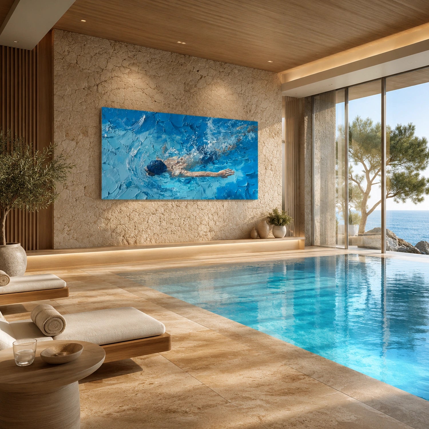Swimming Sport Textured Wall Art #MS131