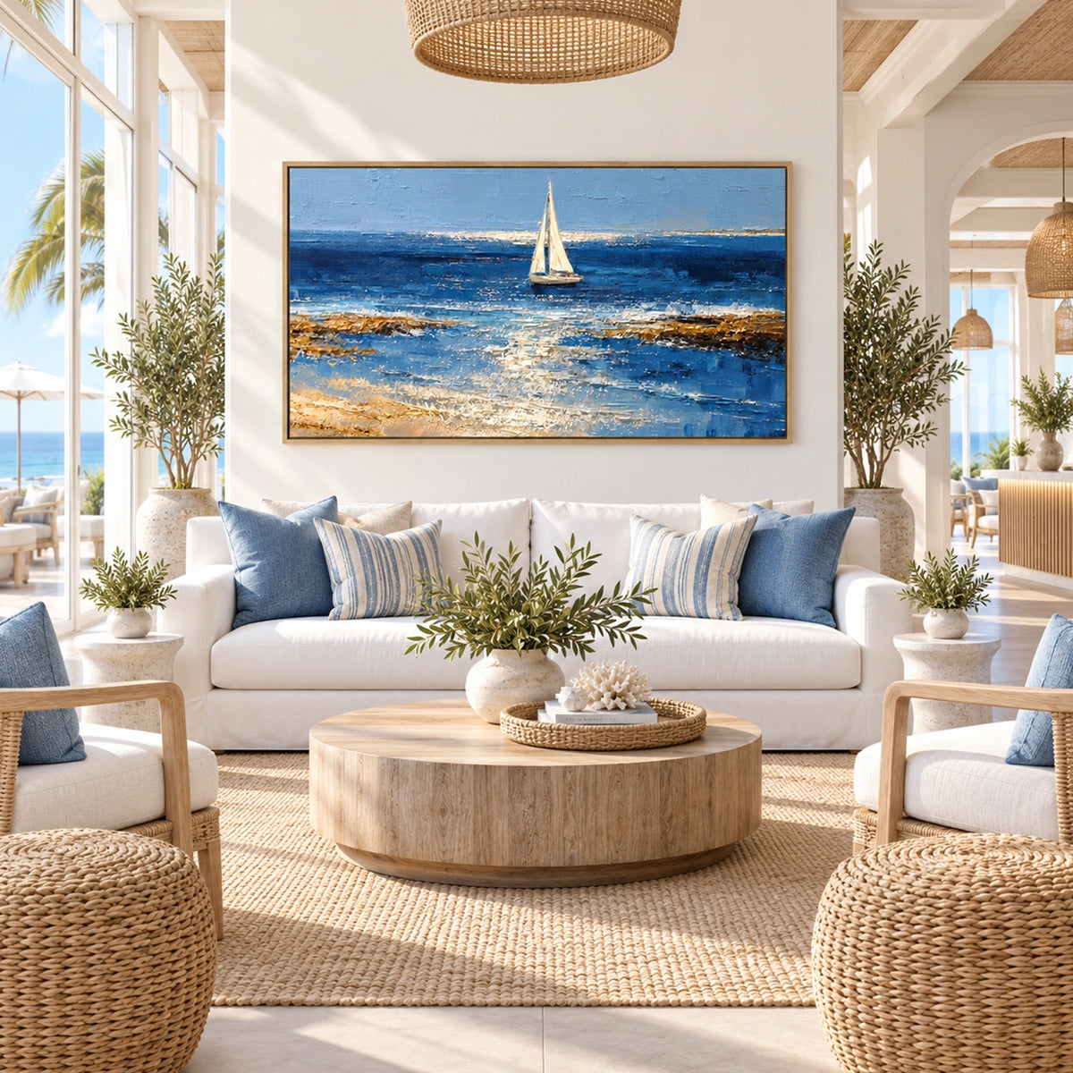 Ocean And Sky Abstract Textured Wall Art #OS215