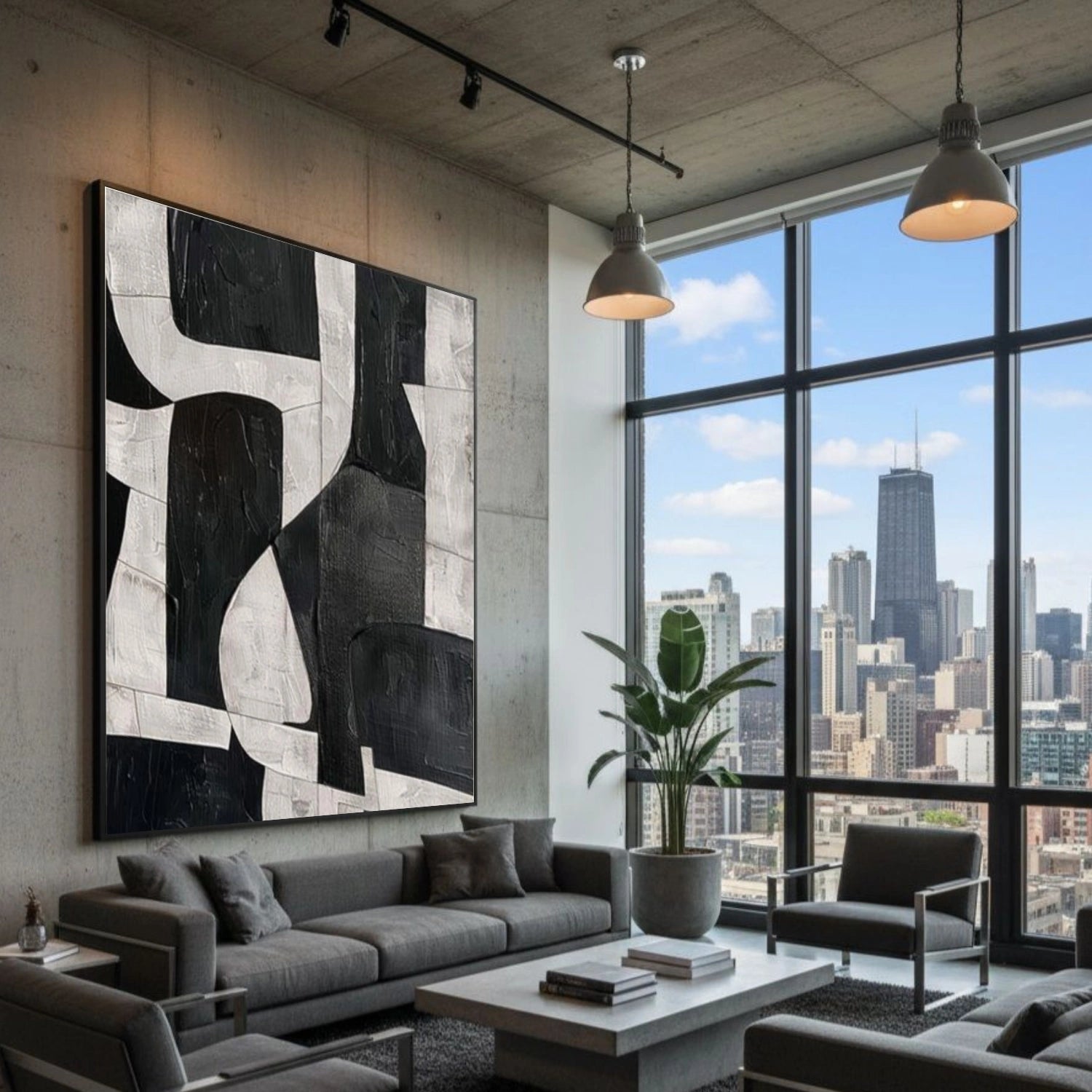 Black and White Wabi Sabi Textured Canvas Art #WS119