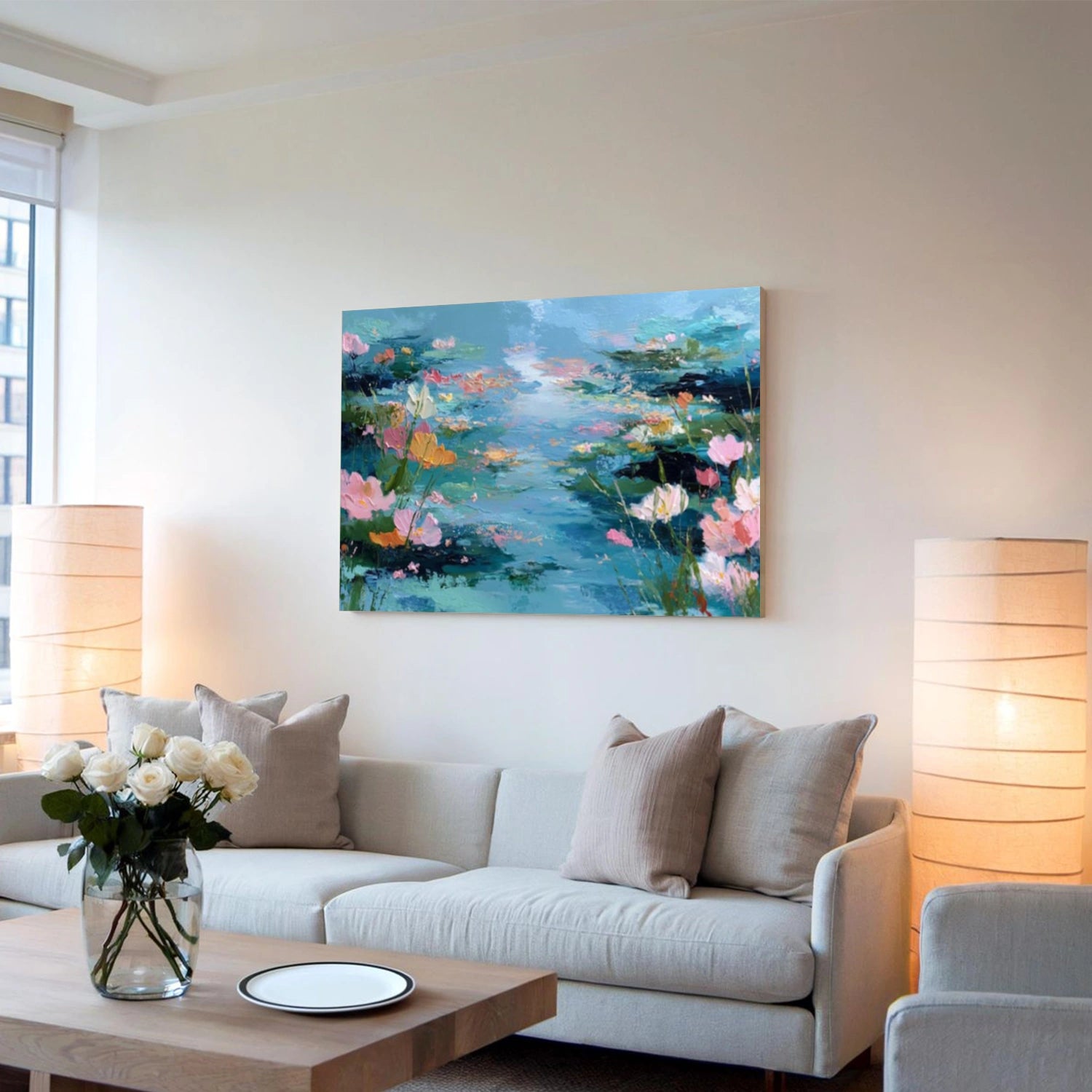 Flower And Tree Textured Painting Canvas #FT009