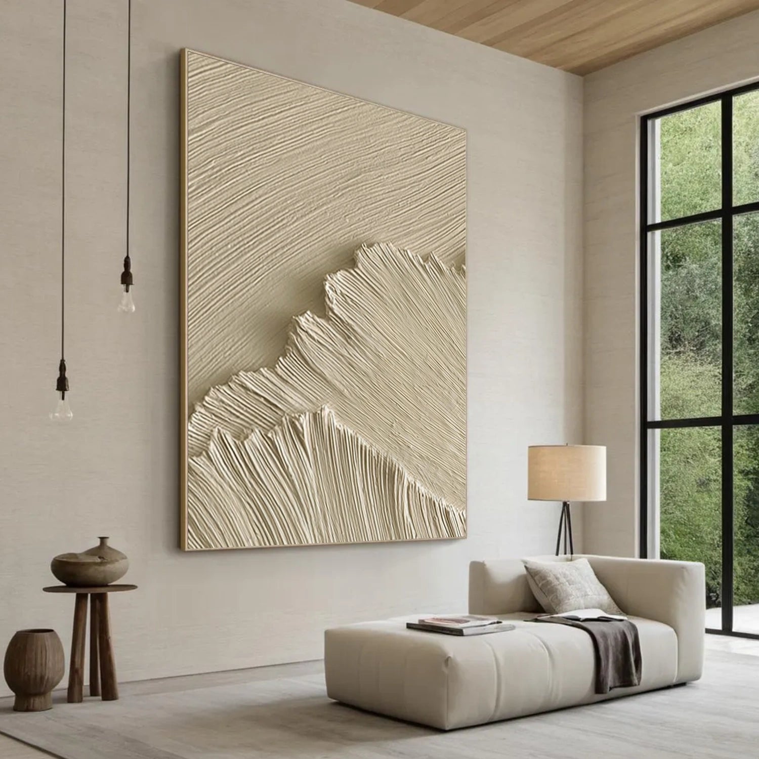 Beige Ocean Minimalist Textured Wall Art #OP055