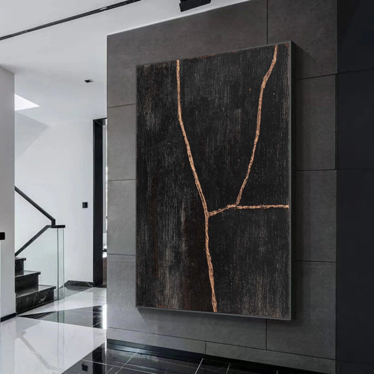 Black Minimalist Canvas Art #MT205