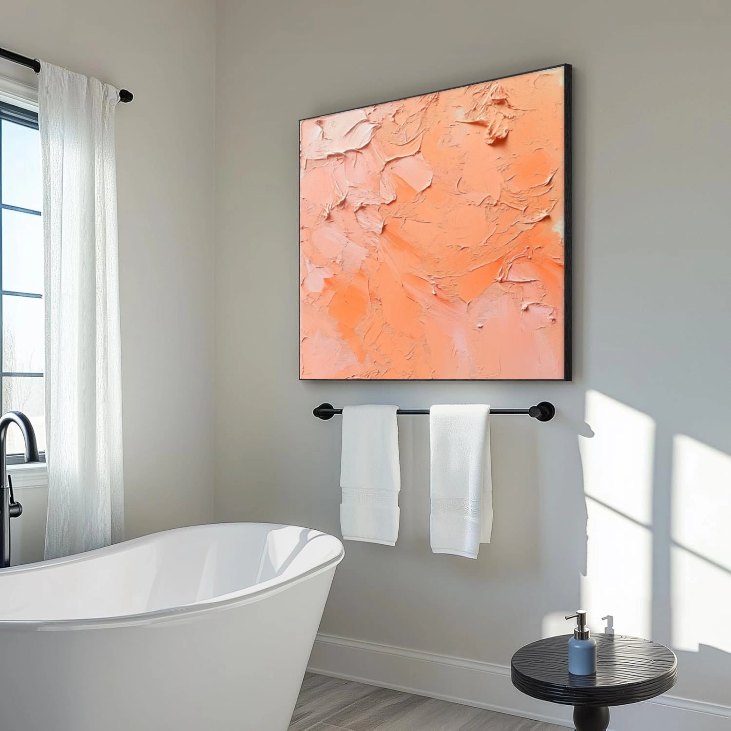 Orange and Pink Minimalist Textured Canvas Art #MT157