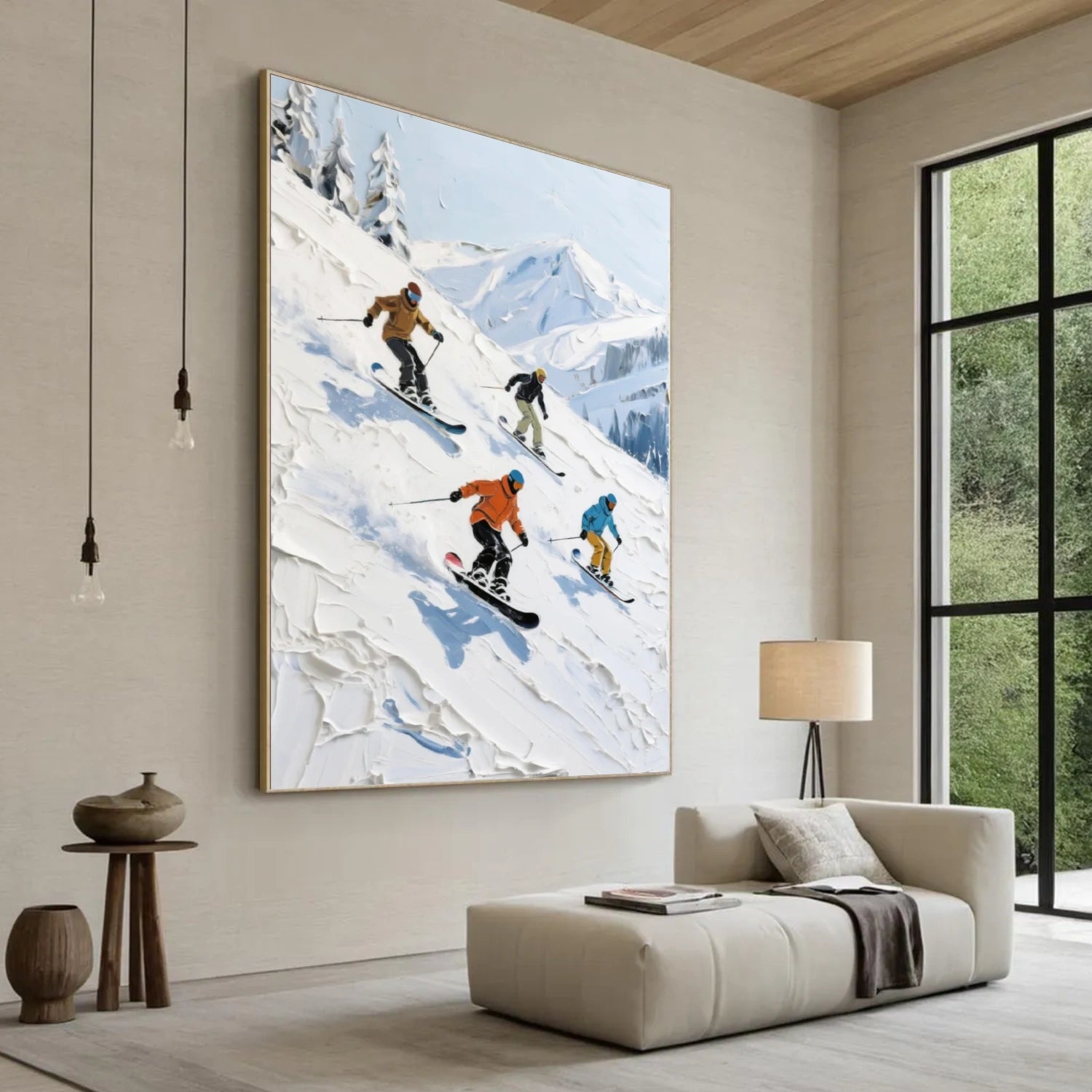 Skiing Sport Textured Wall Art #MS063