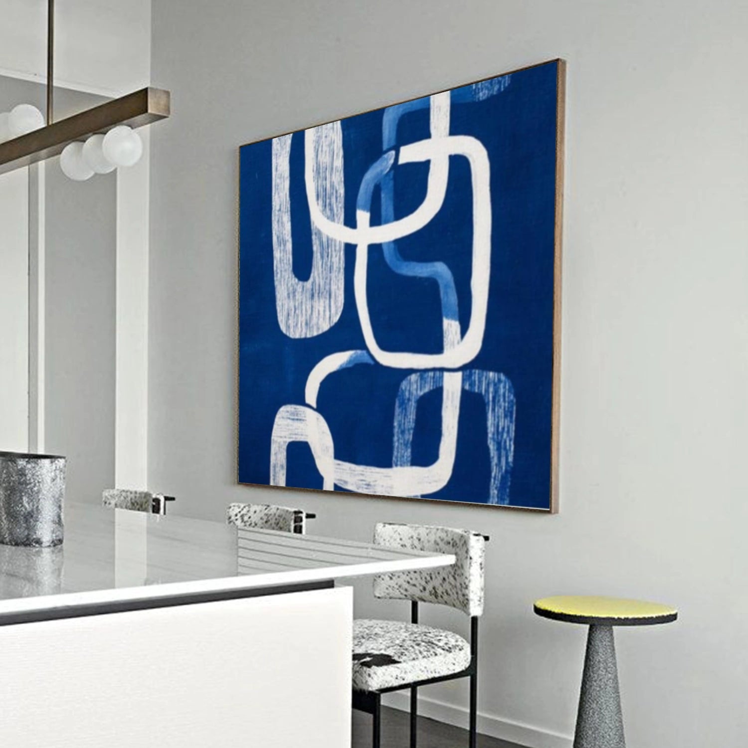 Blue and White Abstract Canvas Wall Art #AP362