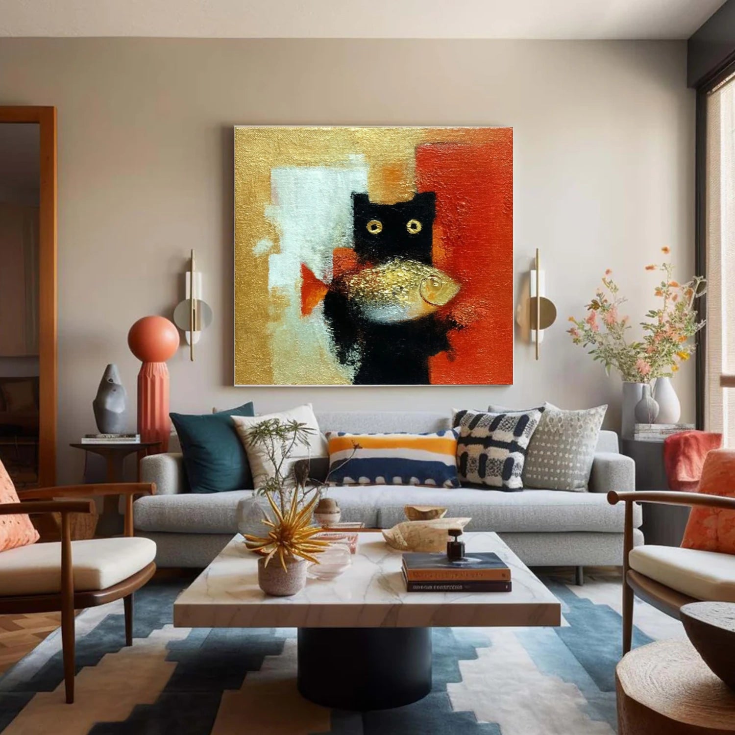 Abstract Animal Cat Wall Art #AC121
