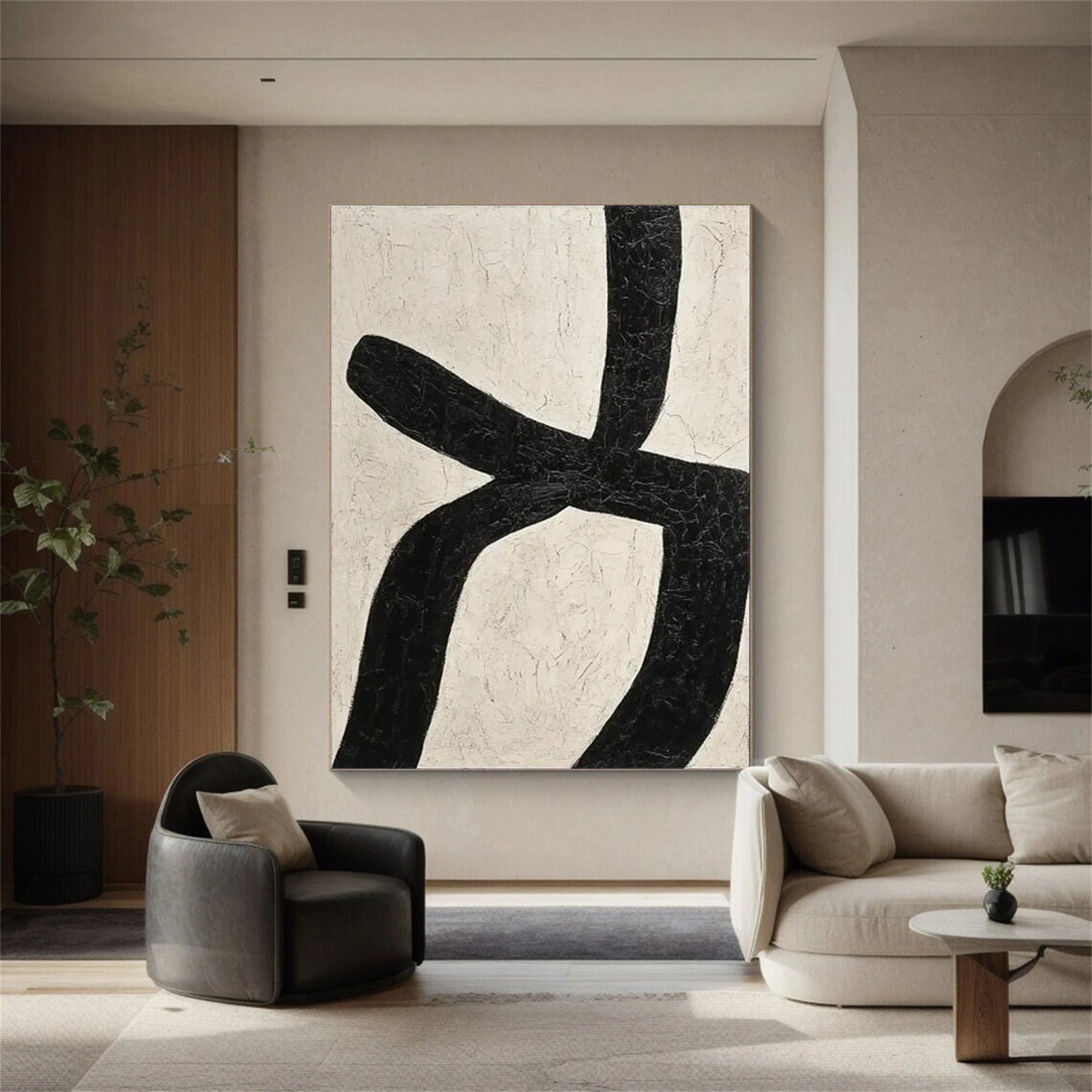 Black and White Minimalist Canvas Art #MT132