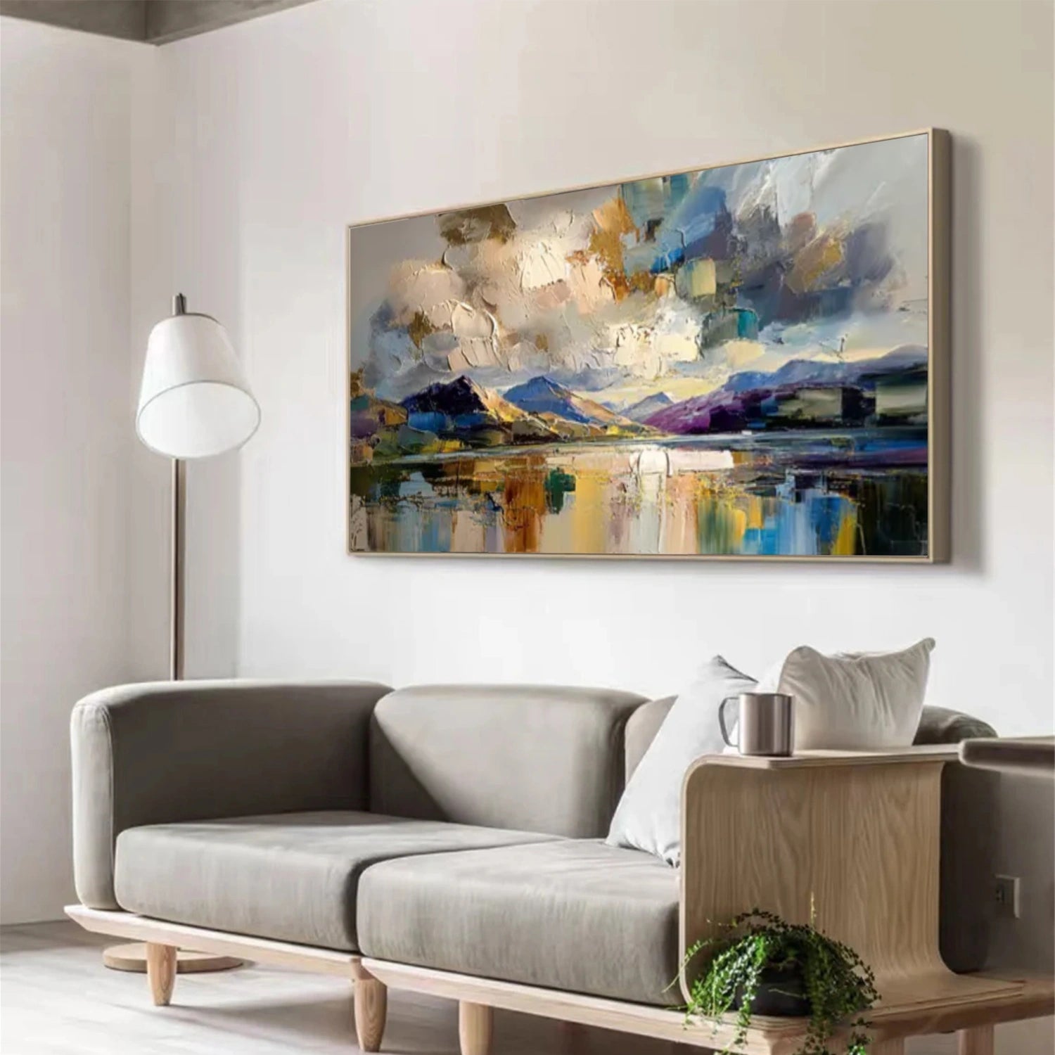 Colorful Ocean And Sky Abstract Textured Wall Art #OS099