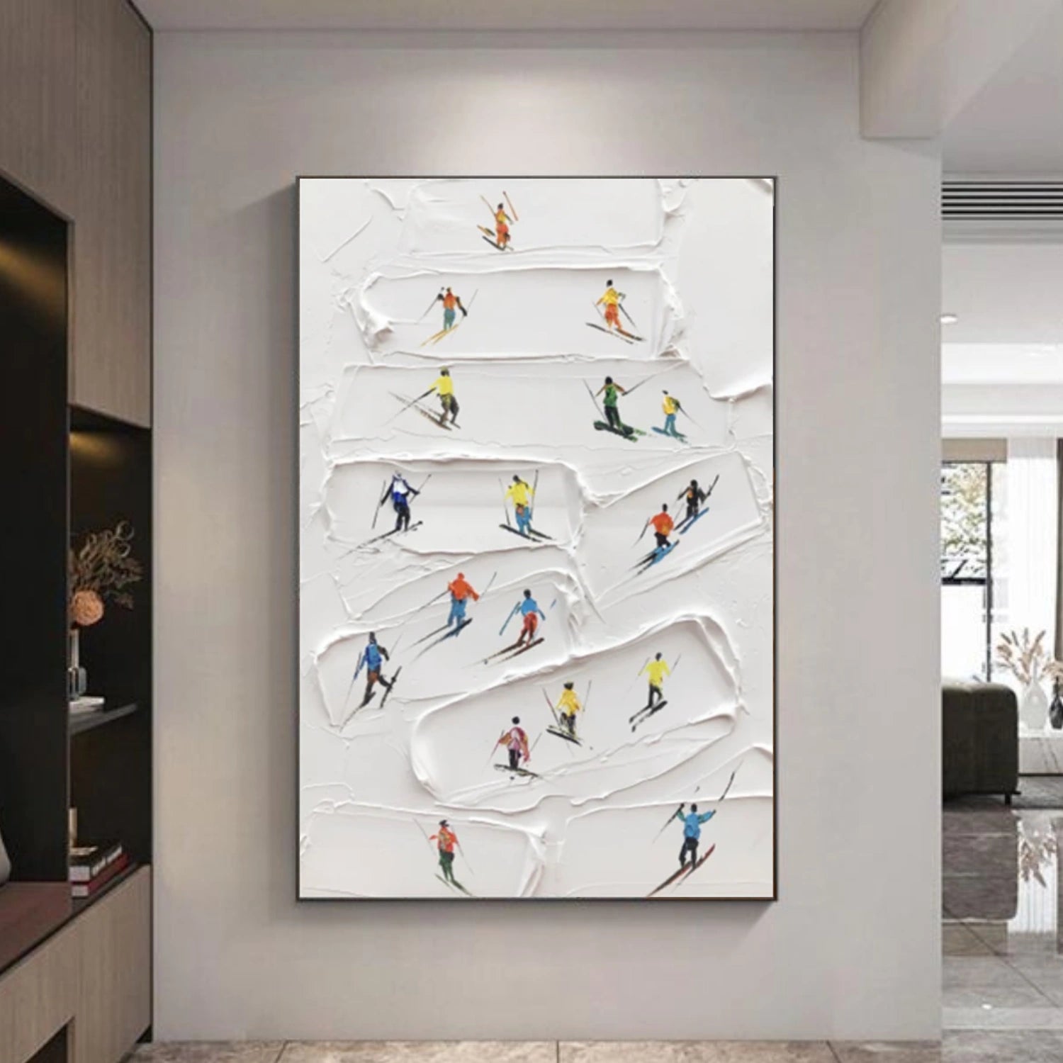 Skiing Sport Textured Wall Art #MS064