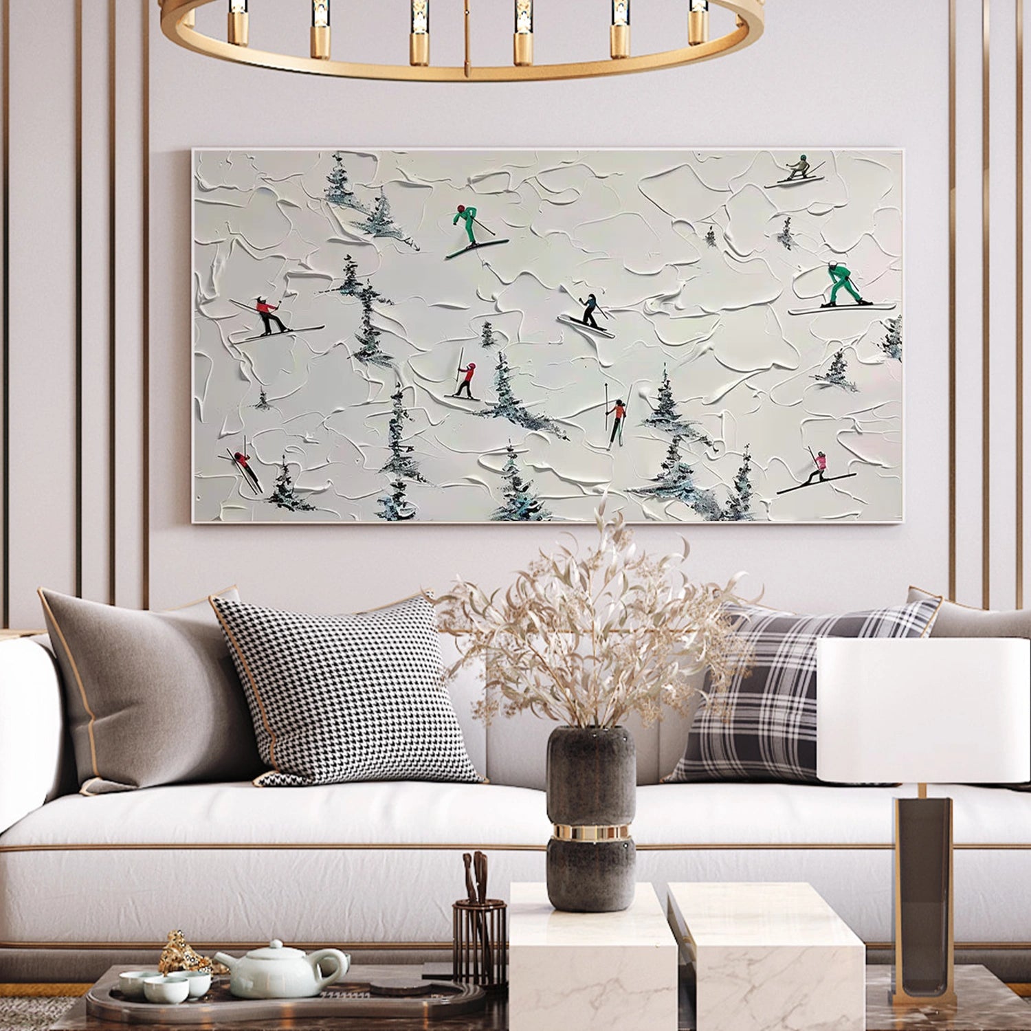 Skiing Sport Textured Wall Art #MS080