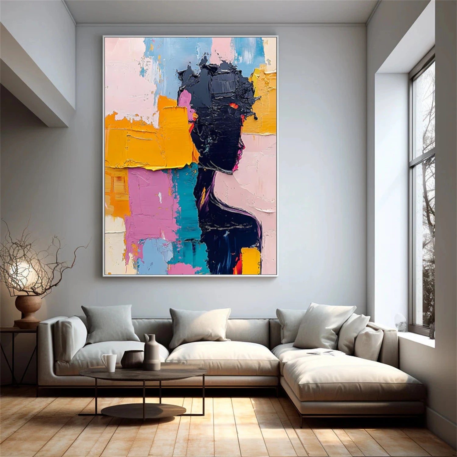 Abstract Portrait Textured Canvas Art #AE043