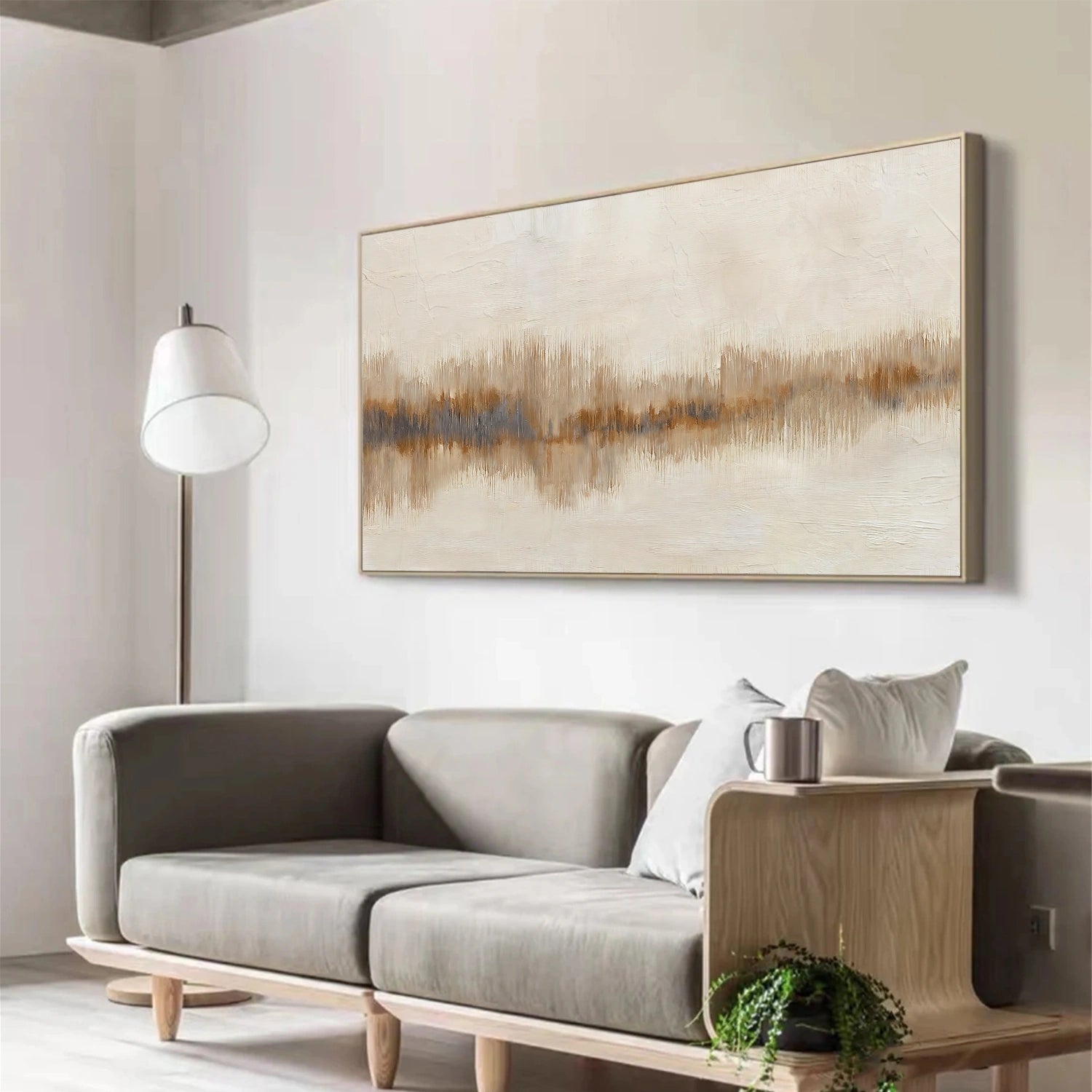 Beige and Brown Abstract Canvas Wall Art #AP316