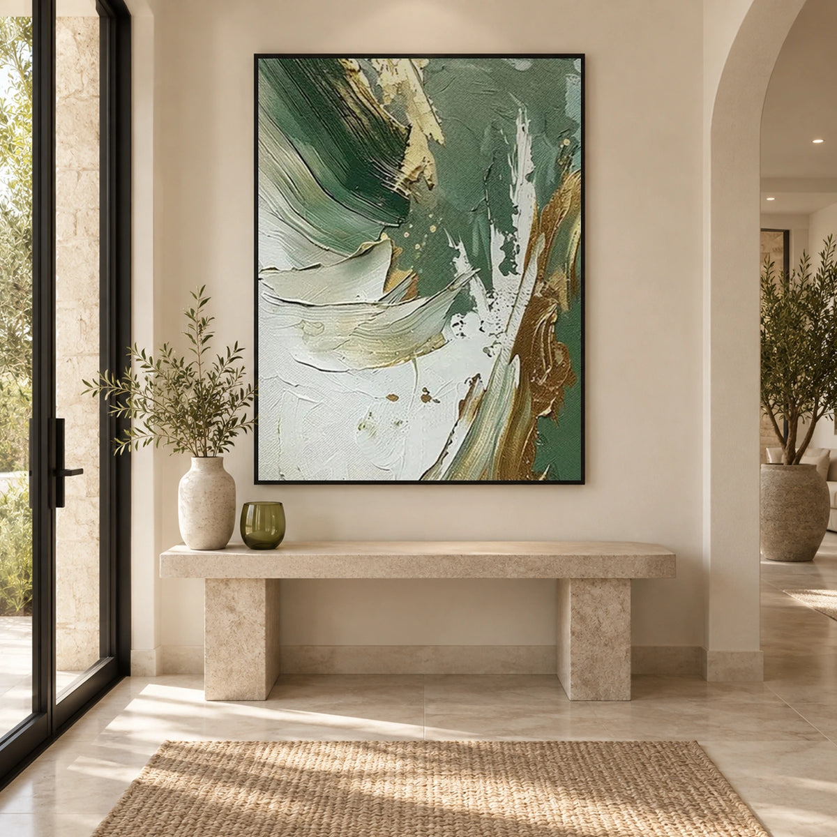 Green Minimalist Textured Canvas Art #MT220