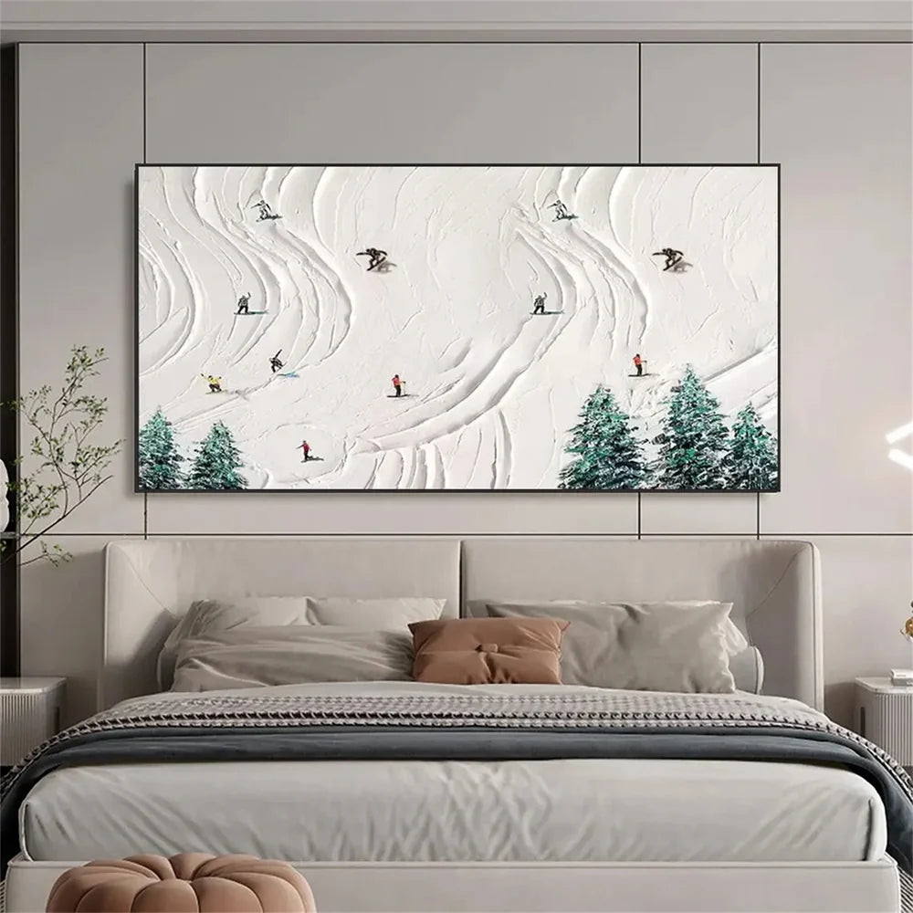 Skiing Sport Textured Wall Art #MS025
