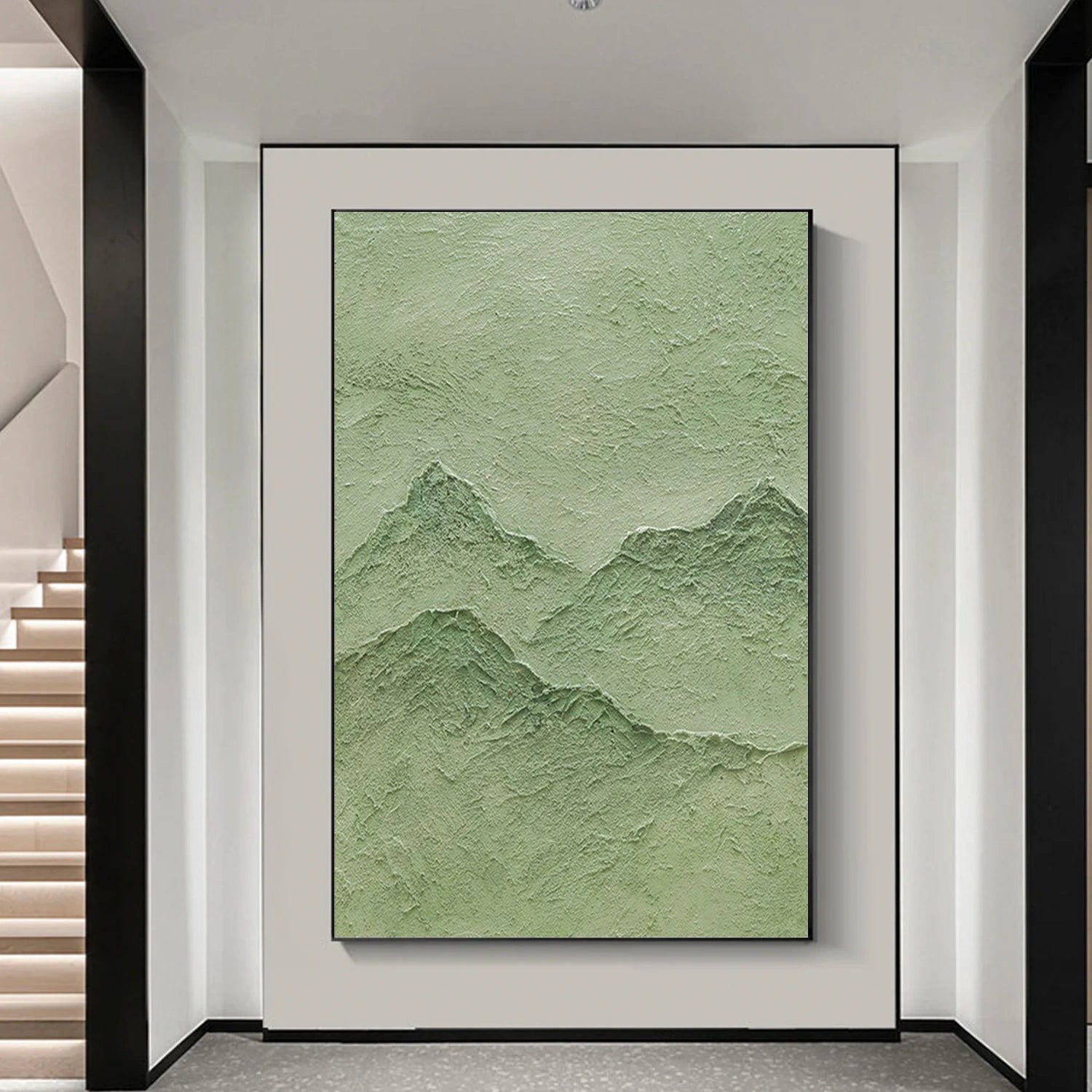 Green Minimalist Mountain Canvas Art #MO032