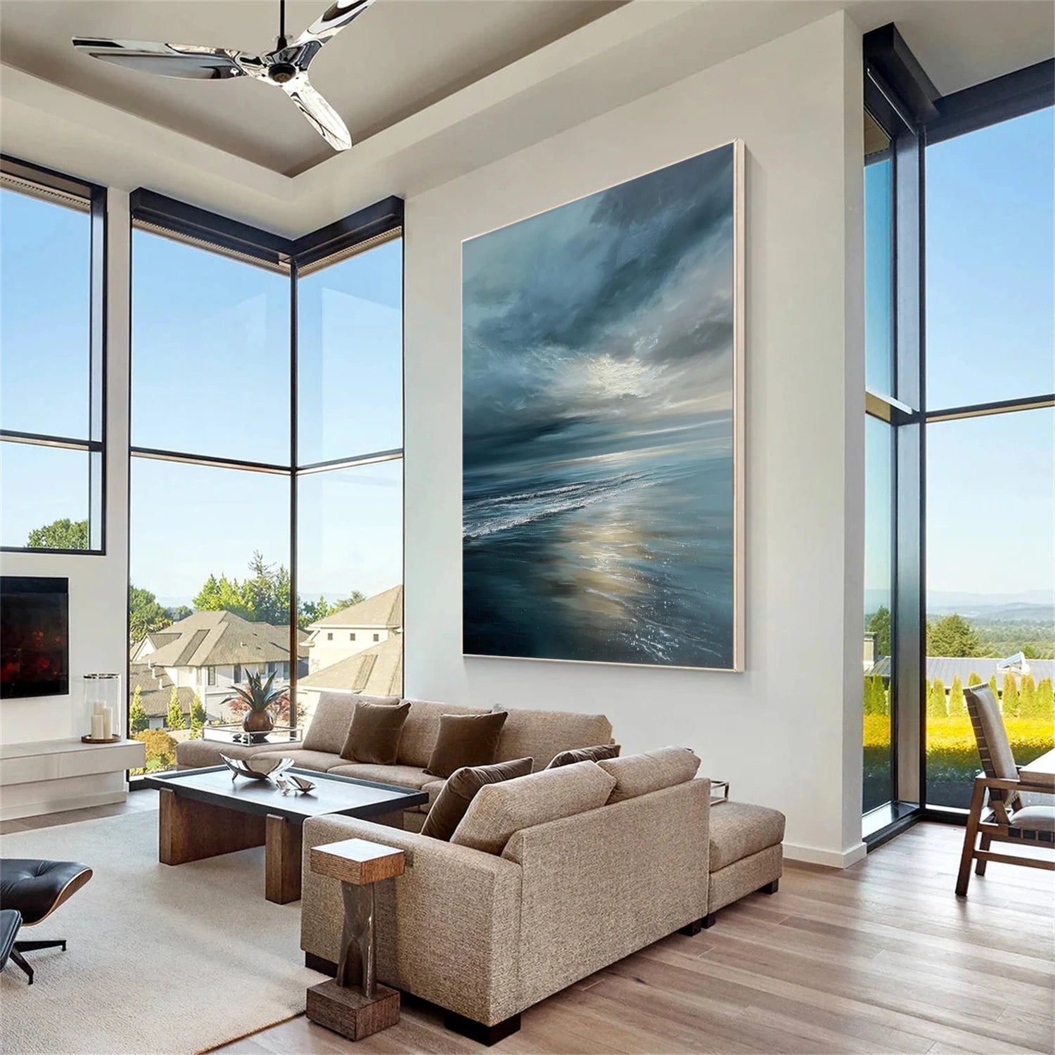 Ocean And Sky Abstract Wall Art #OS068