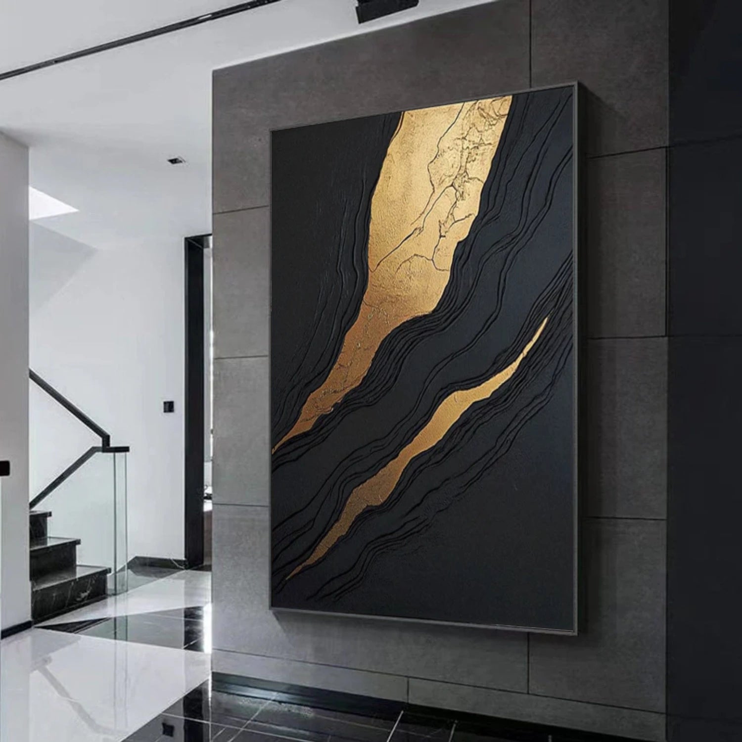 Black Minimalist Canvas Art #MT144