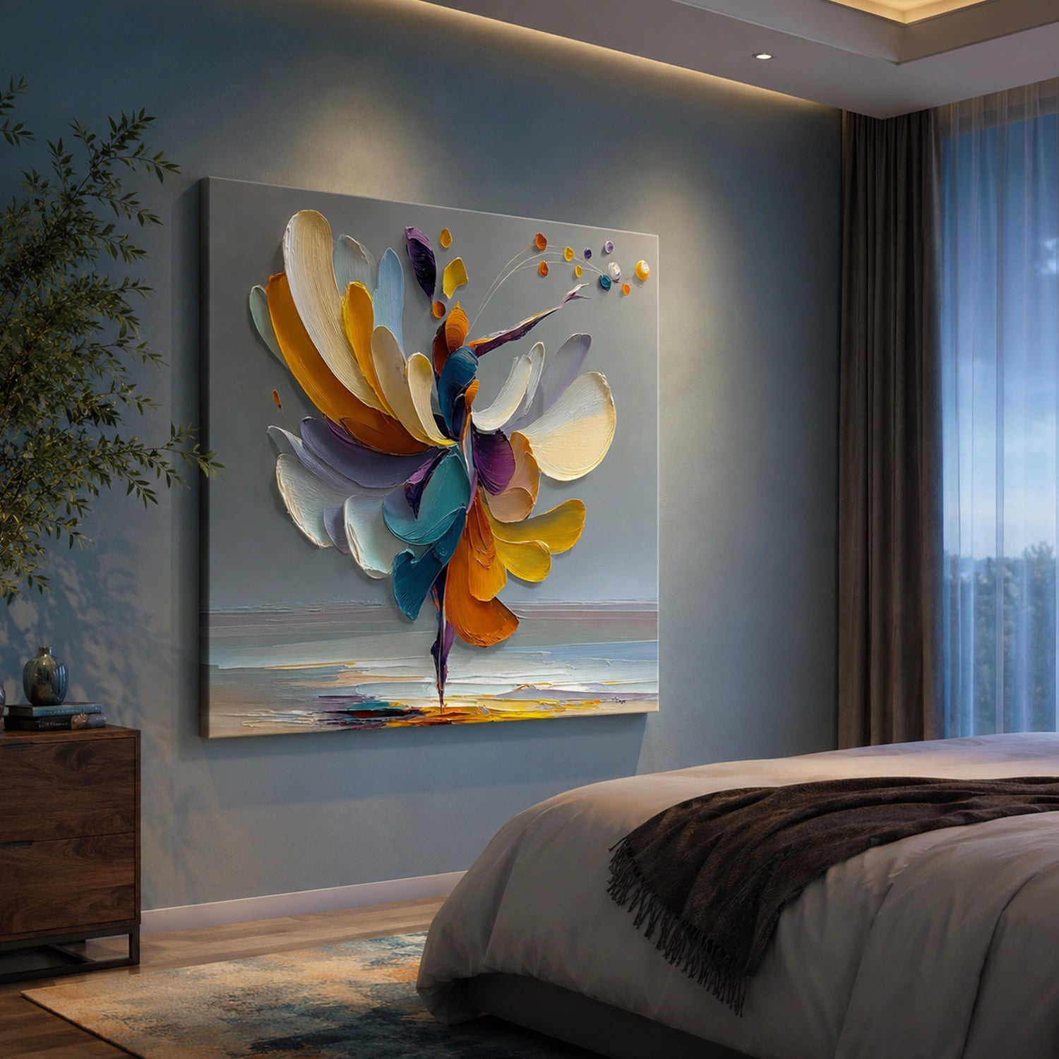 Abstract Portrait Textured Canvas Art #AE147