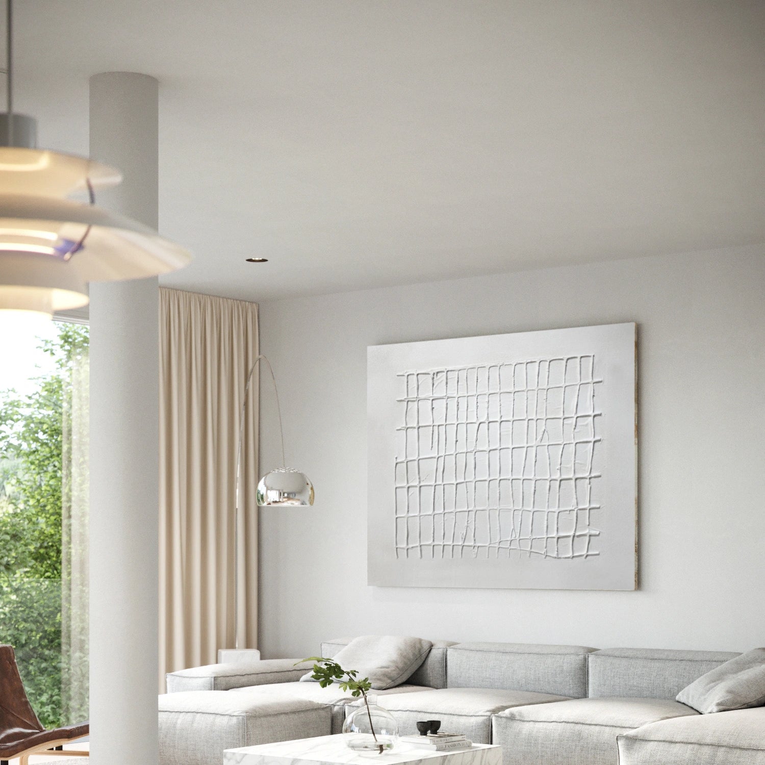 White Minimalist Textured Canvas Art #MT140