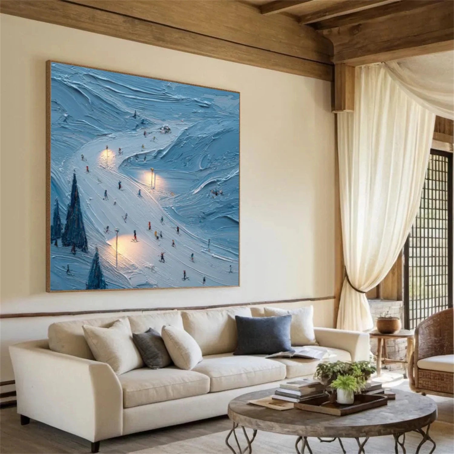 Skiing Sport Textured Wall Art #MS046