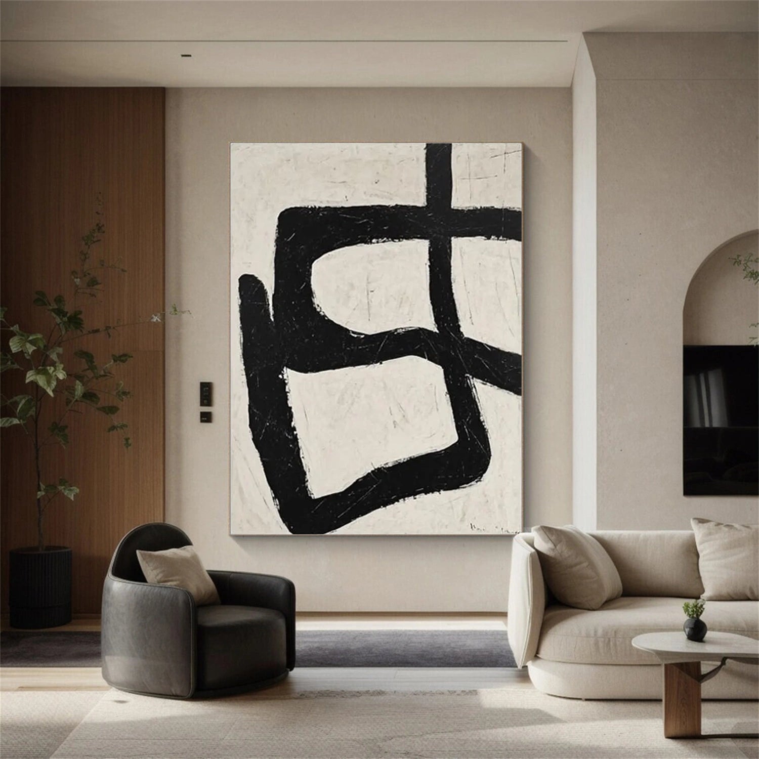 Black and White Minimalist Canvas Art #MT131