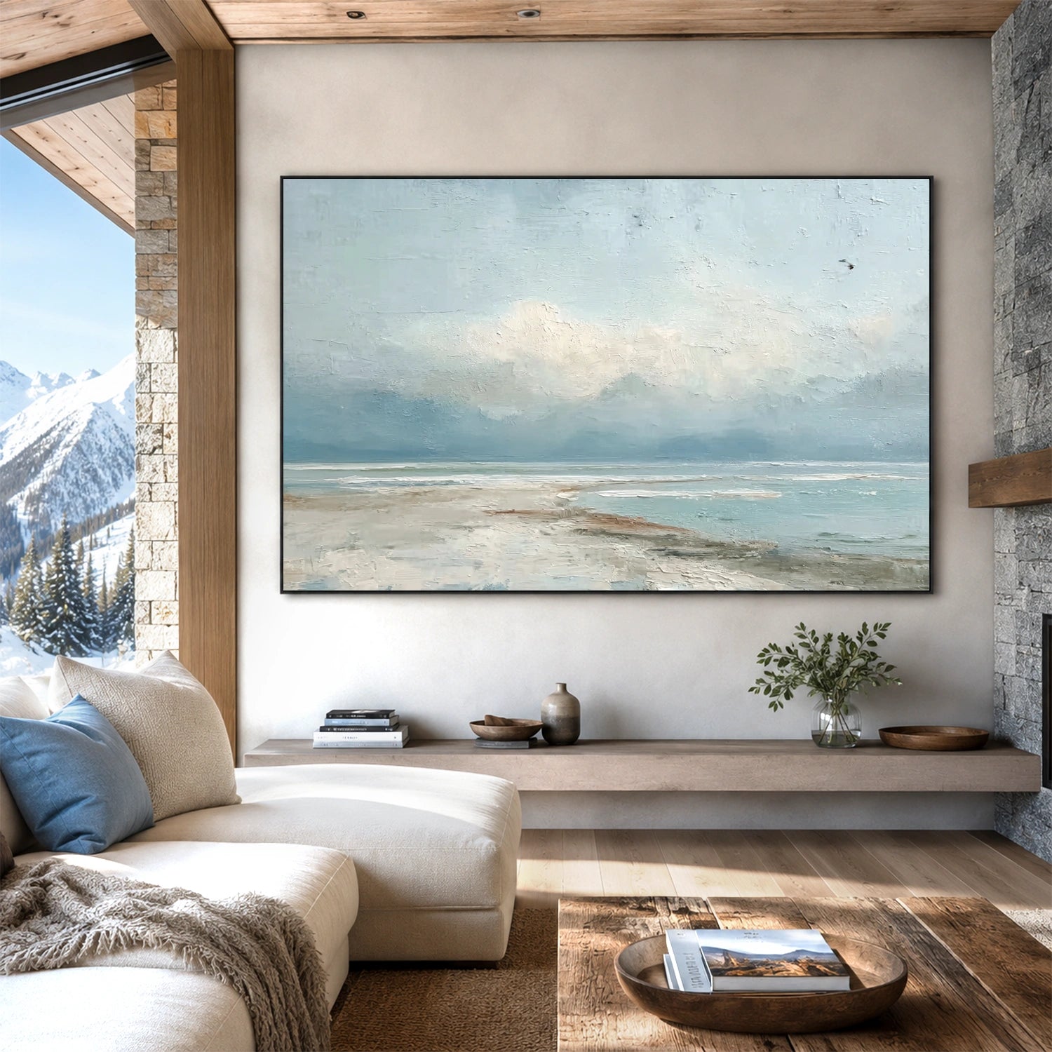 Ocean And Sky Abstract Textured Wall Art #OS181