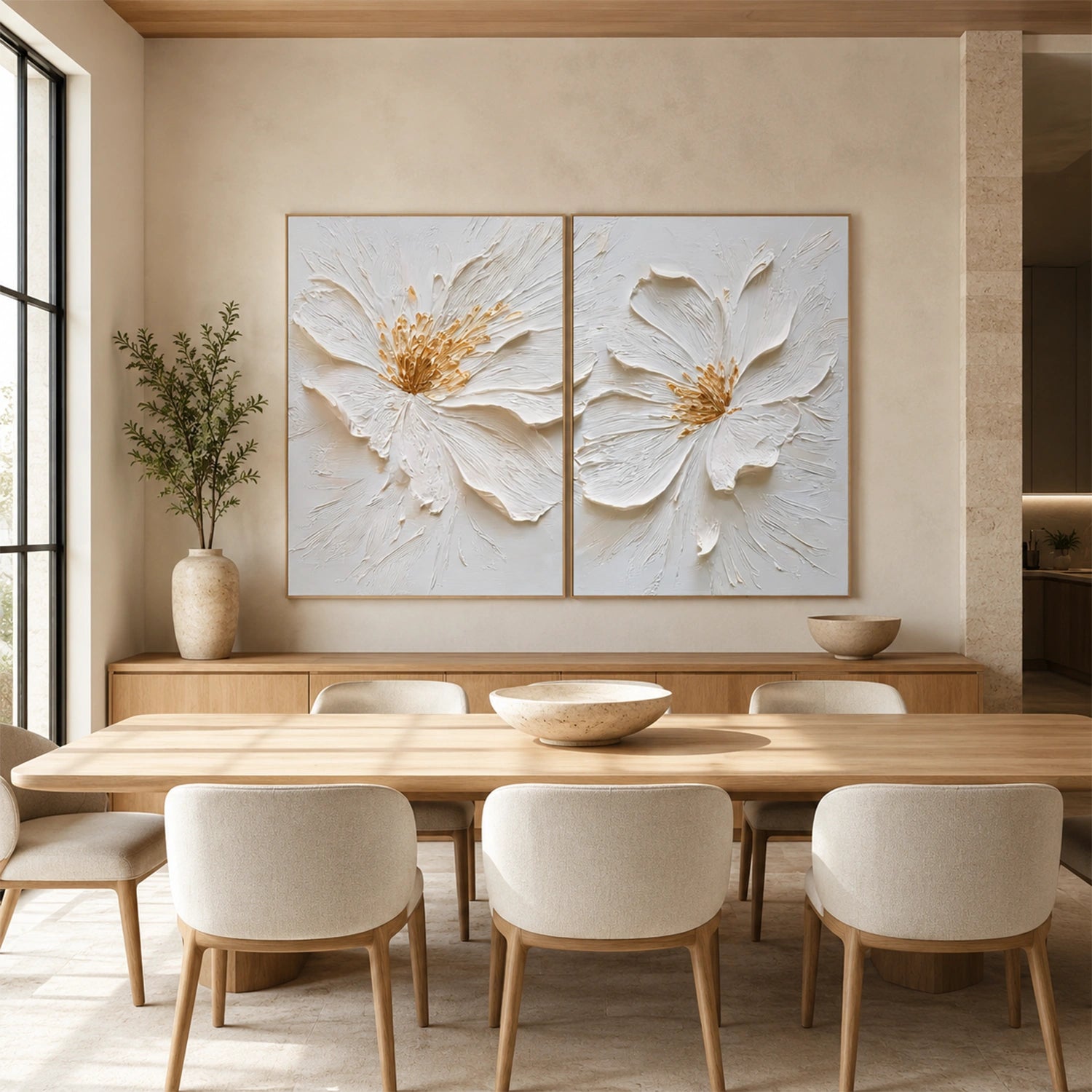 Flower Abstract Textured Wall Art Set of 2 #FP197