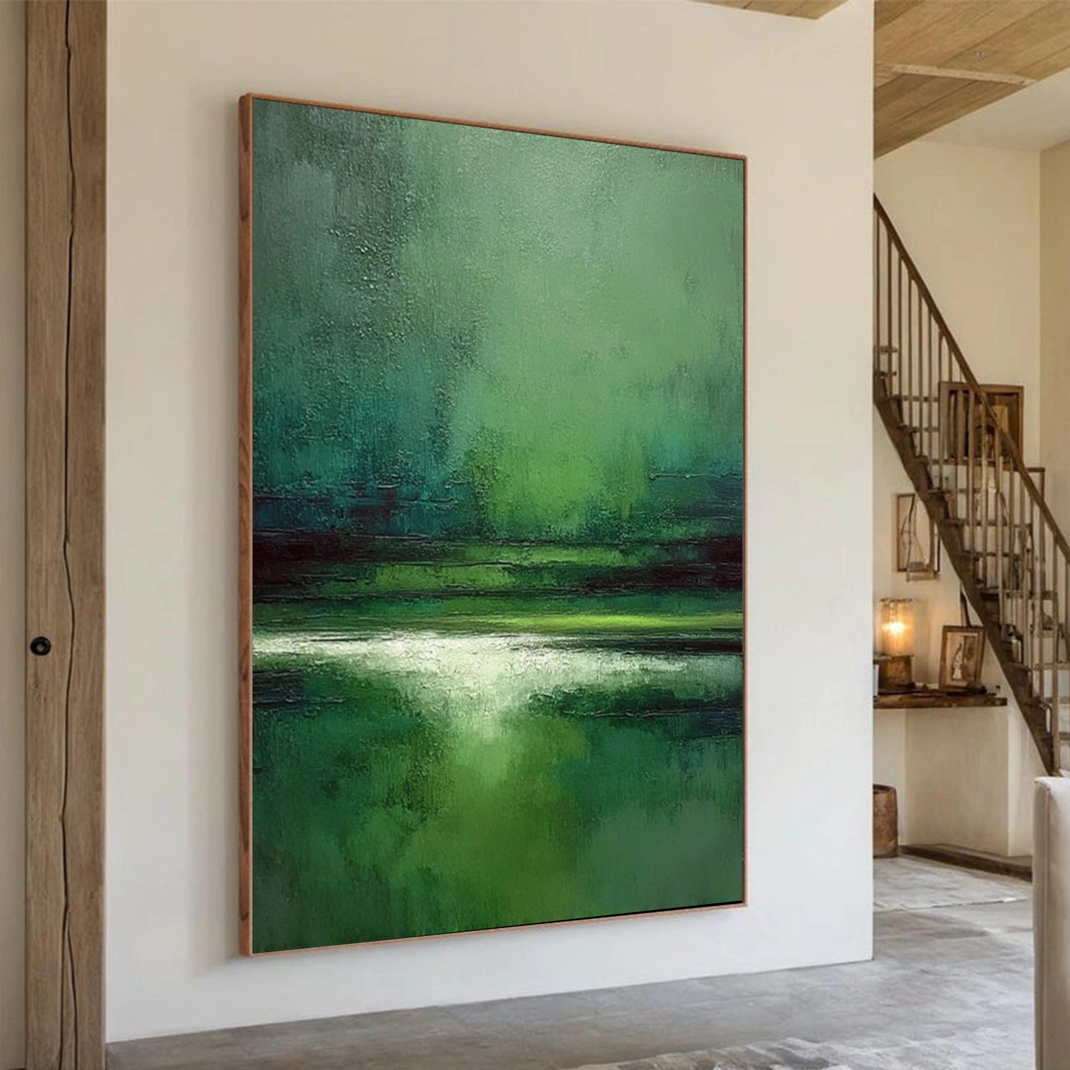 Green Abstract Canvas Wall Art #AP370