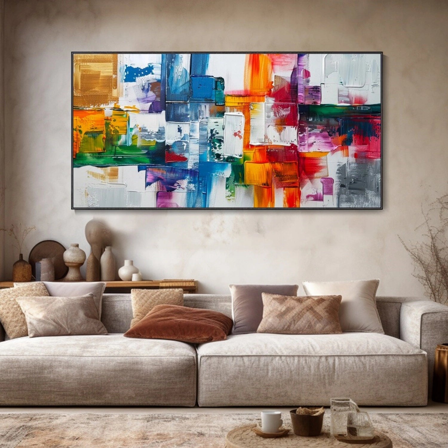 Colorful Abstract Textured Painting Canvas #AT092