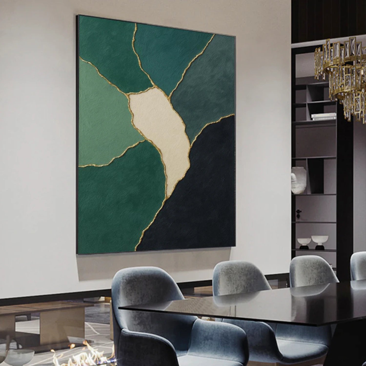 Green Minimalist Textured Canvas Art #MT175