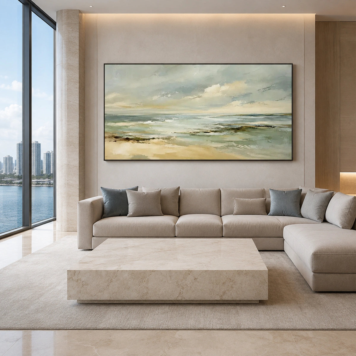 Ocean And Sky Abstract Textured Wall Art #OS201