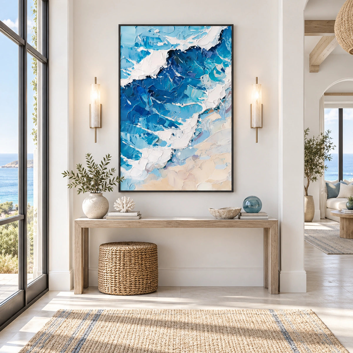 Ocean And Sky Abstract Textured Wall Art #OS220