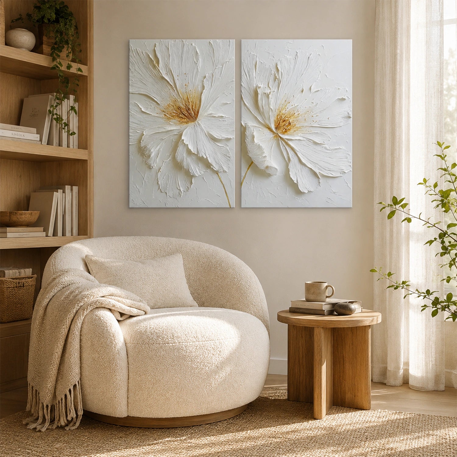 Flower Abstract Textured Wall Art Set of 2 #FP198