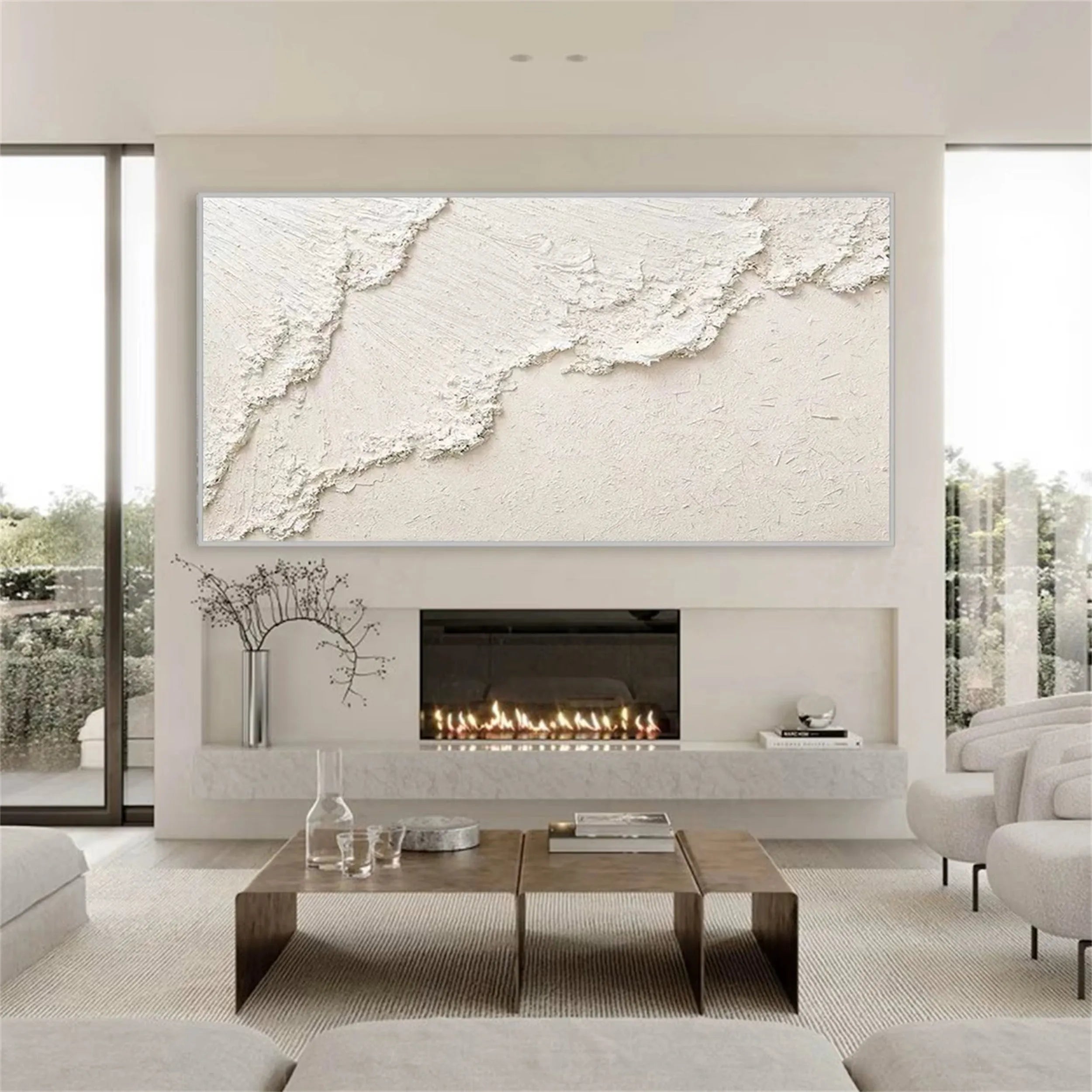 White Minimalist Textured Canvas #MT056