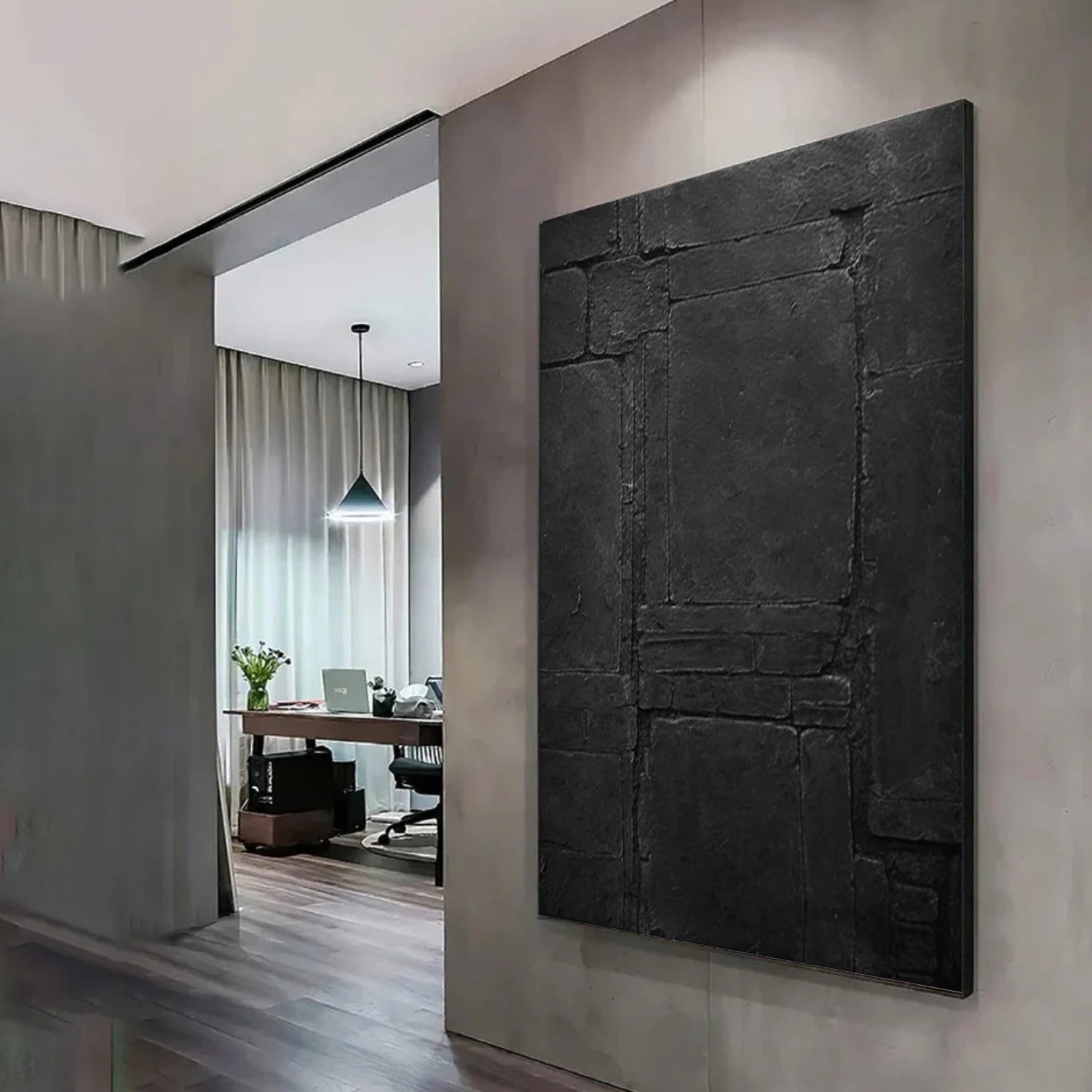 Black Minimalist Canvas Art #MT142