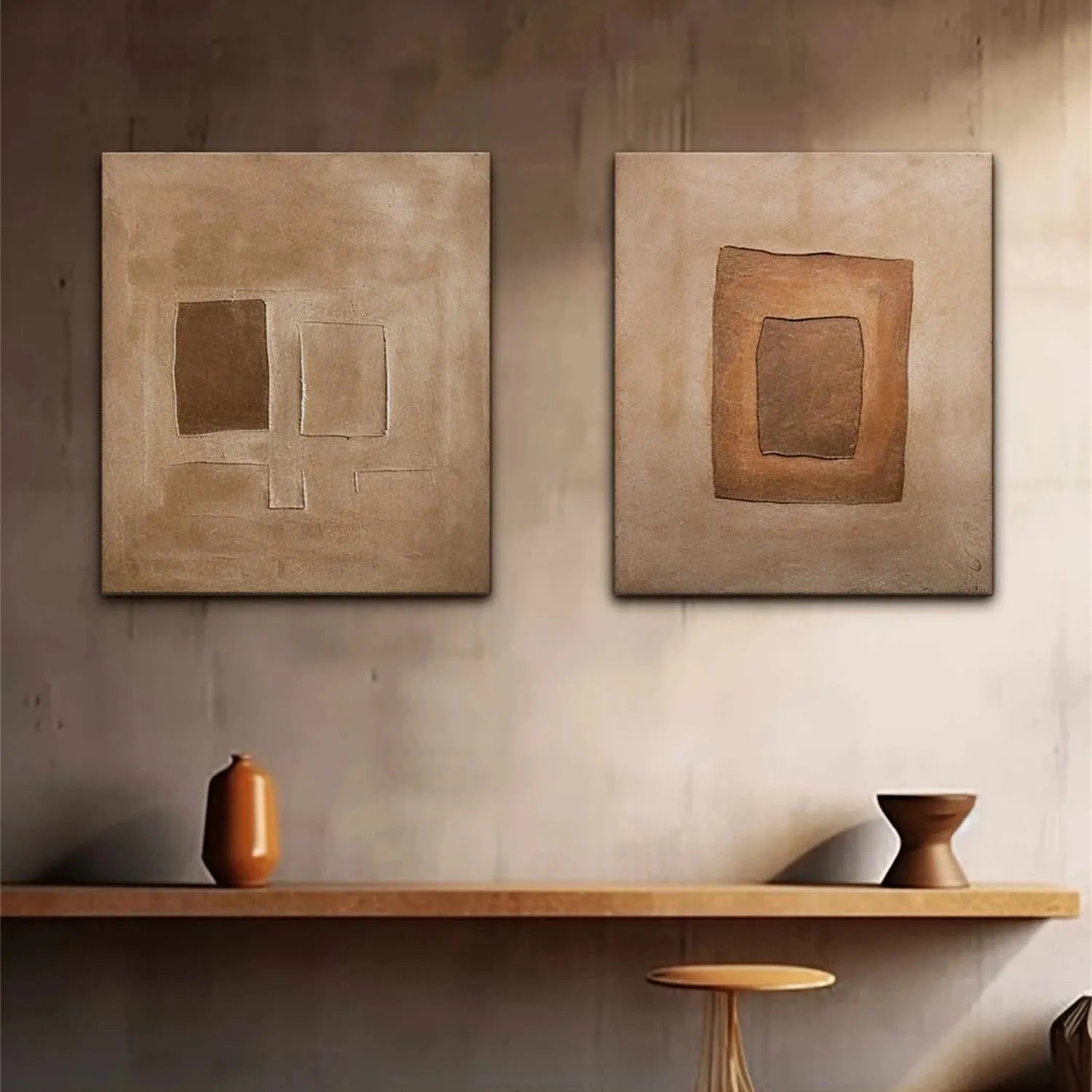 Abstract Textured Painting Canvas Set of 2 #AP106