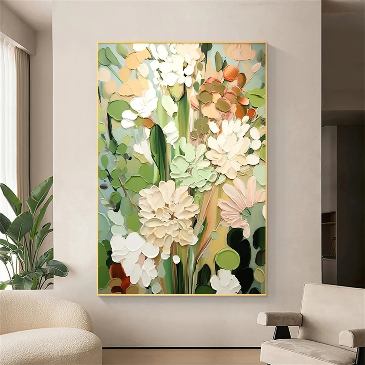 Colorful Flower Textured Painting Canvas #FP015