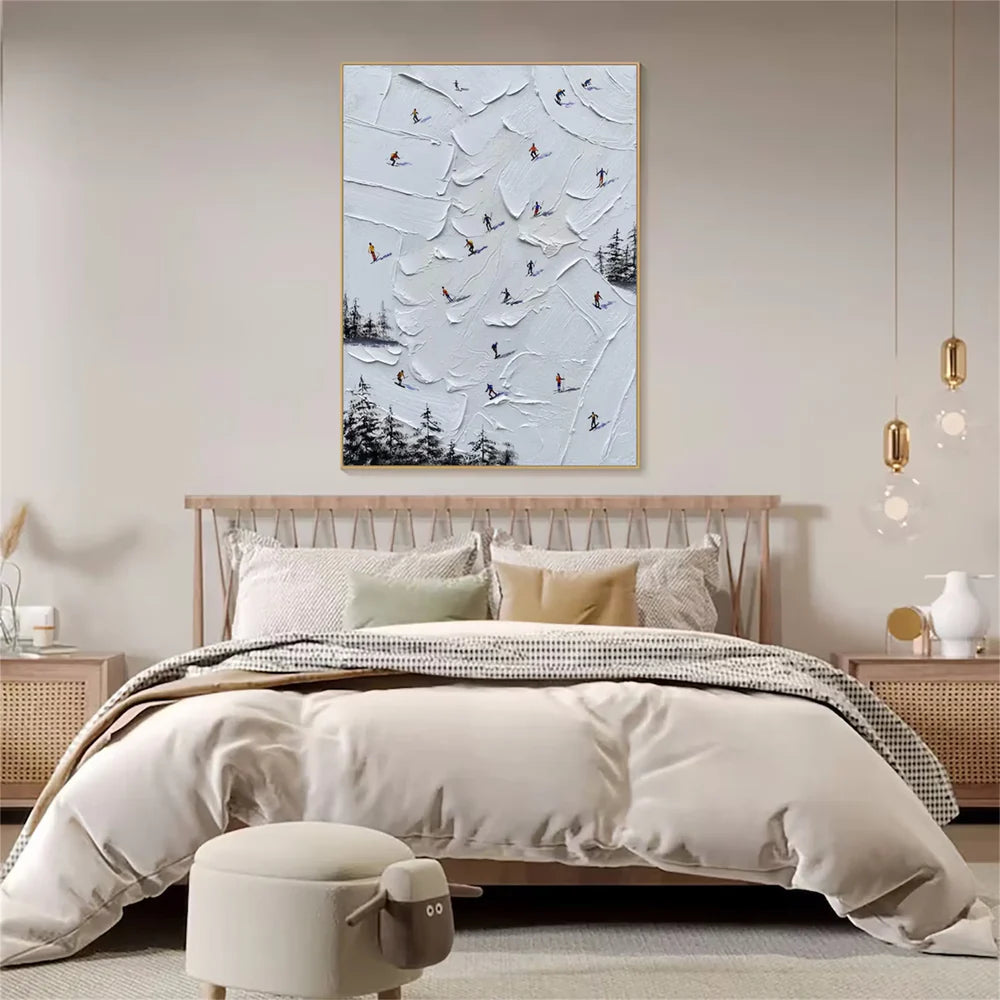 Skiing Sport Textured Wall Art #MS018