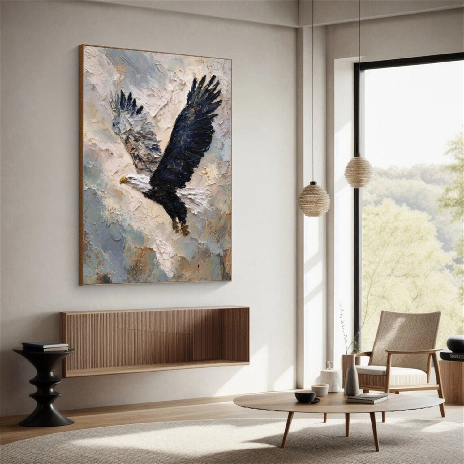 Abstract Animal Bald Eagle Textured Wall Art #AC063