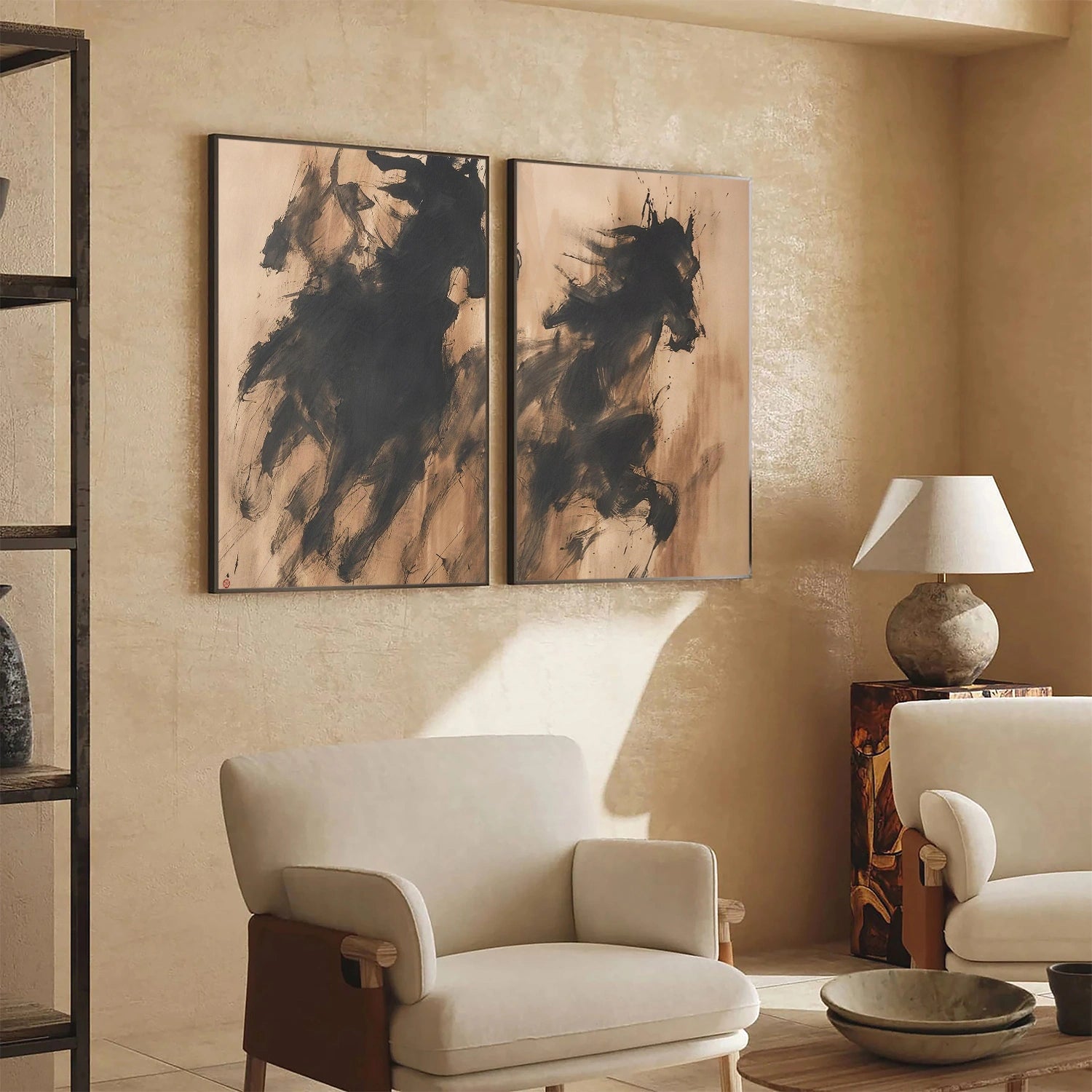 Abstract Animal Horse Wall Art Set of 2 #AC085