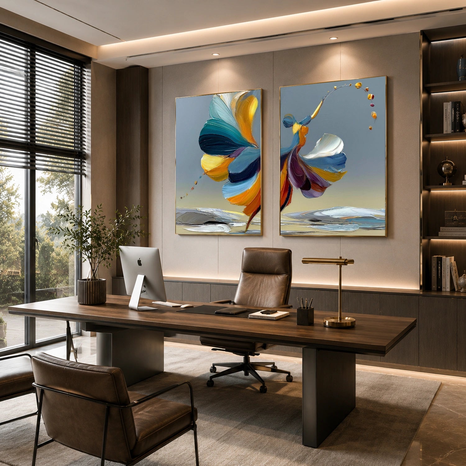 Abstract Portrait Textured Canvas Art Set of 2 #AE150