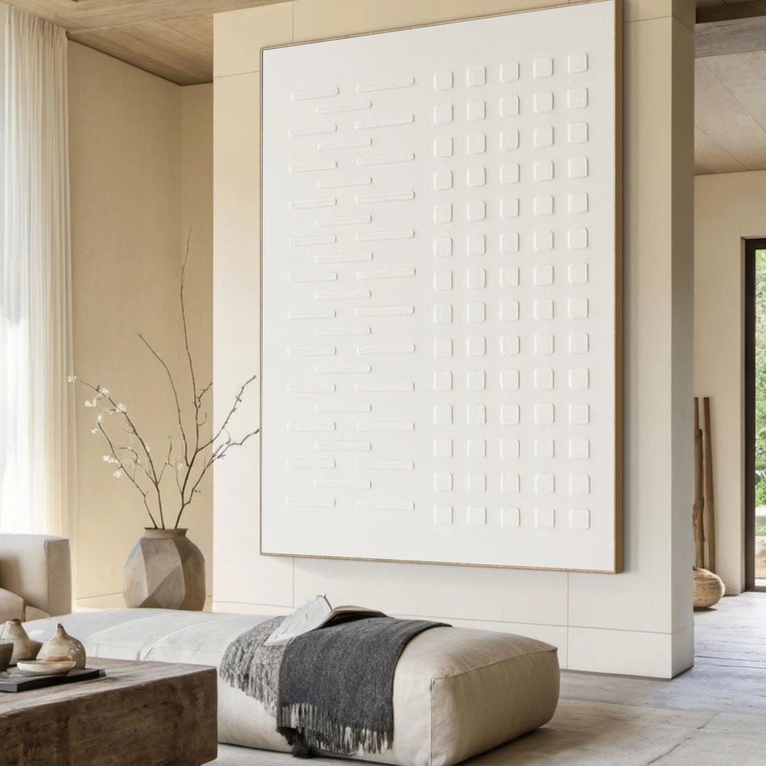 White Minimalist Textured Canvas Art #MT190