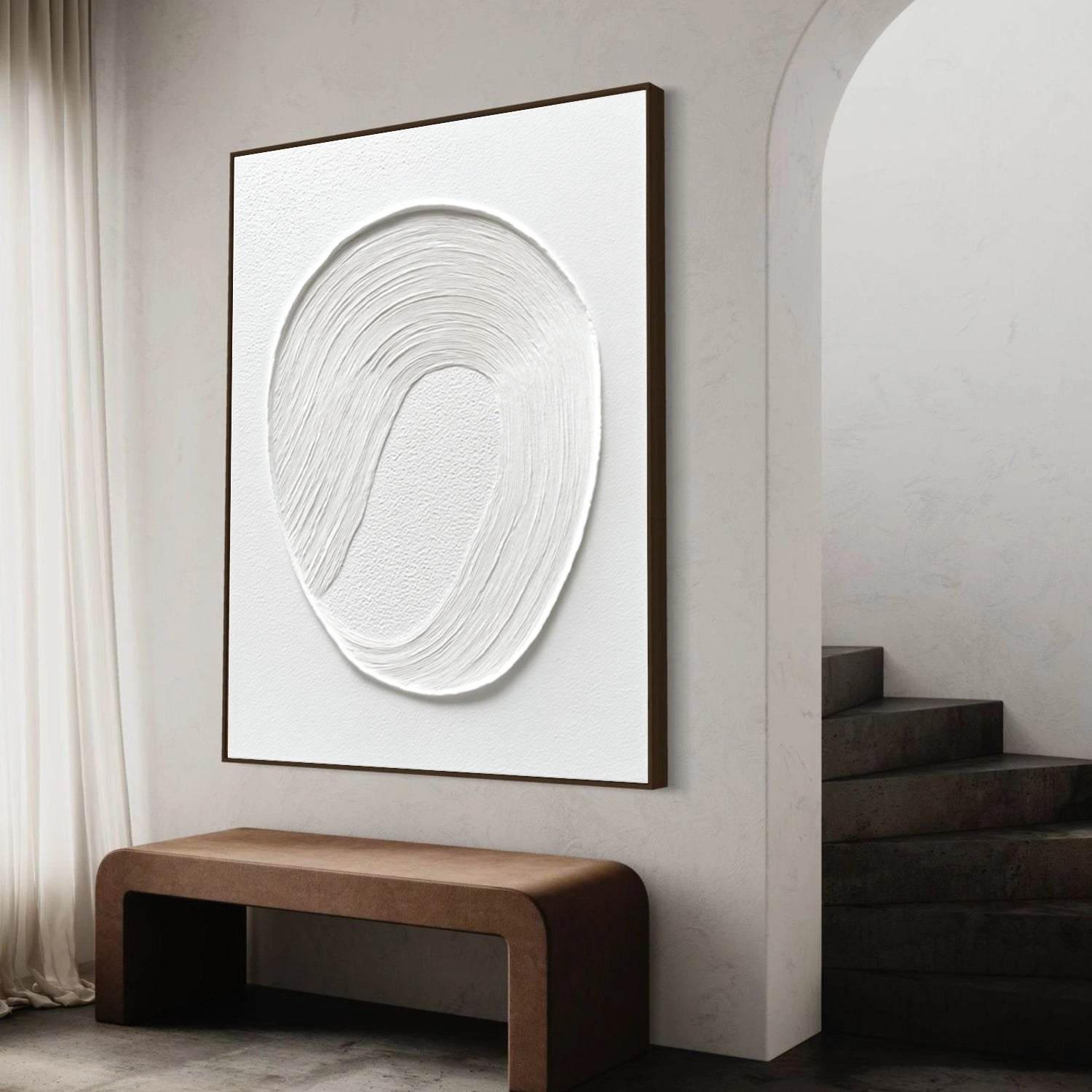 White Minimalist Textured Canvas Art #MT185
