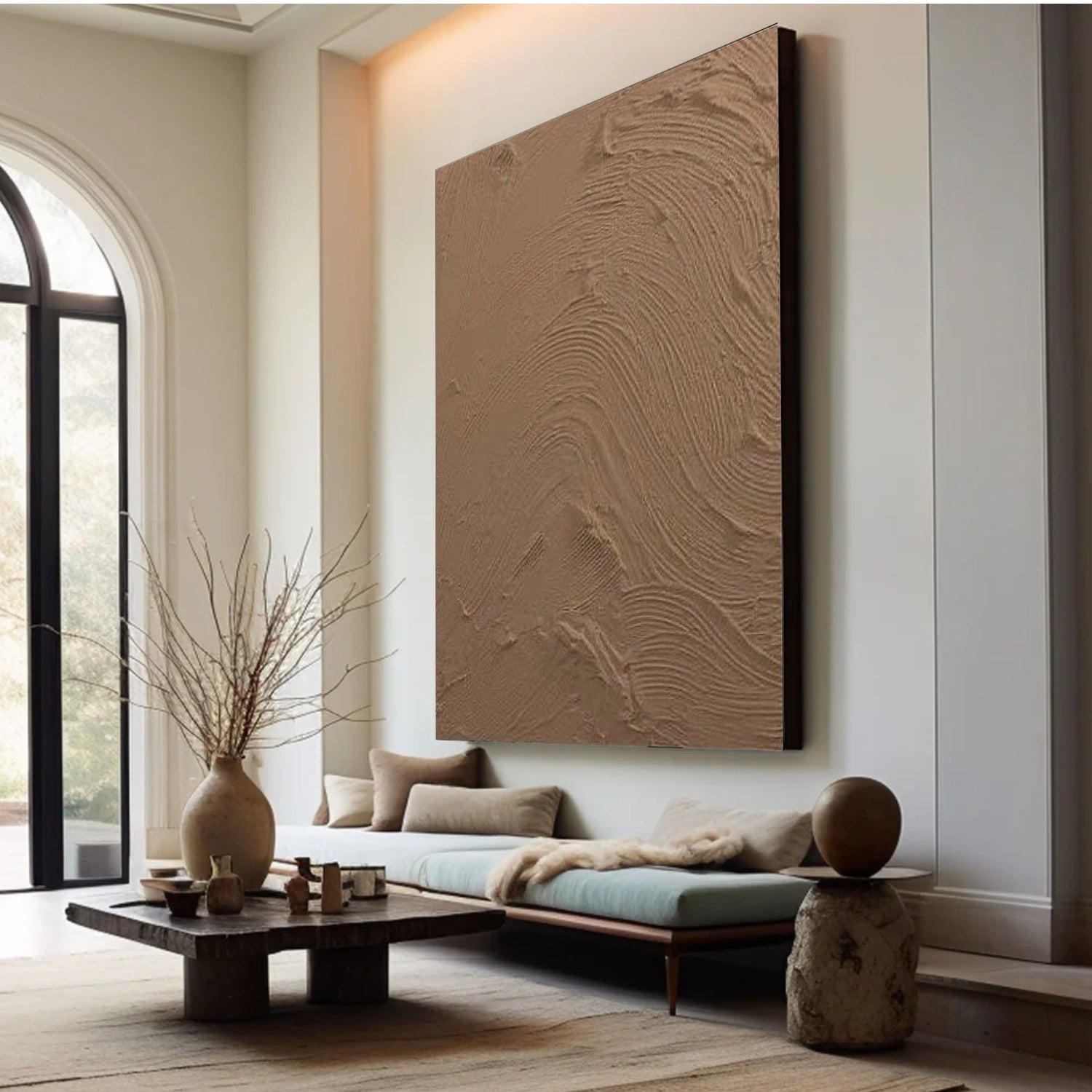 Brown Minimalist Textured Canvas Art #MT137