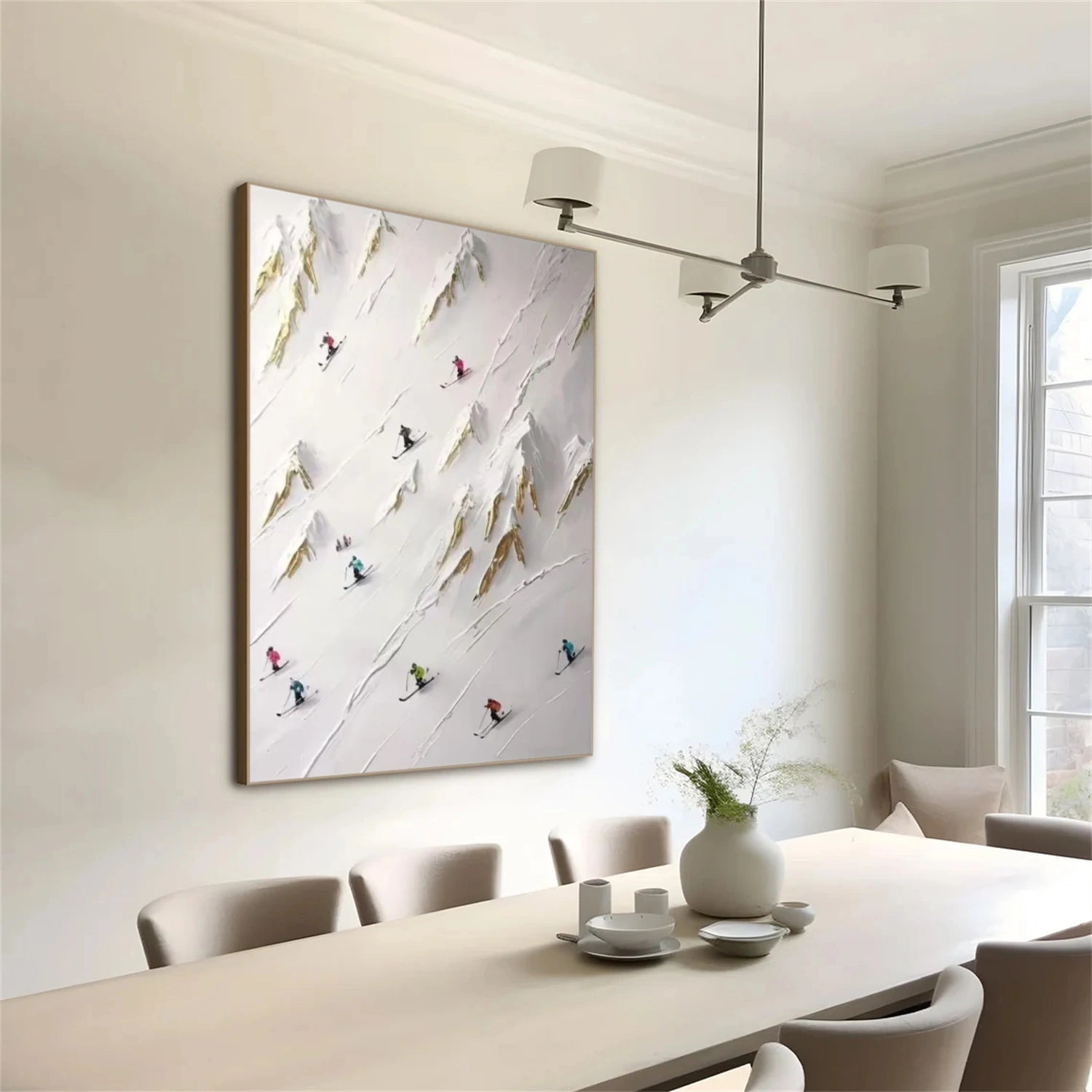 Skiing Sport Textured Wall Art #MS045