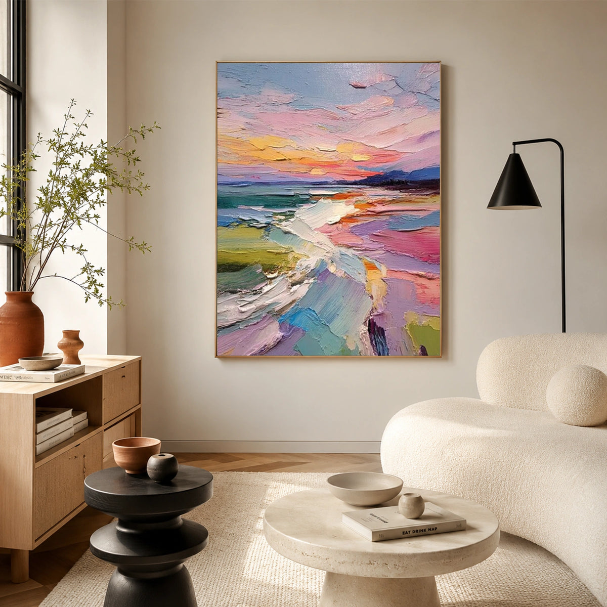 Colorful Ocean And Sky Abstract Textured Wall Art #OS212