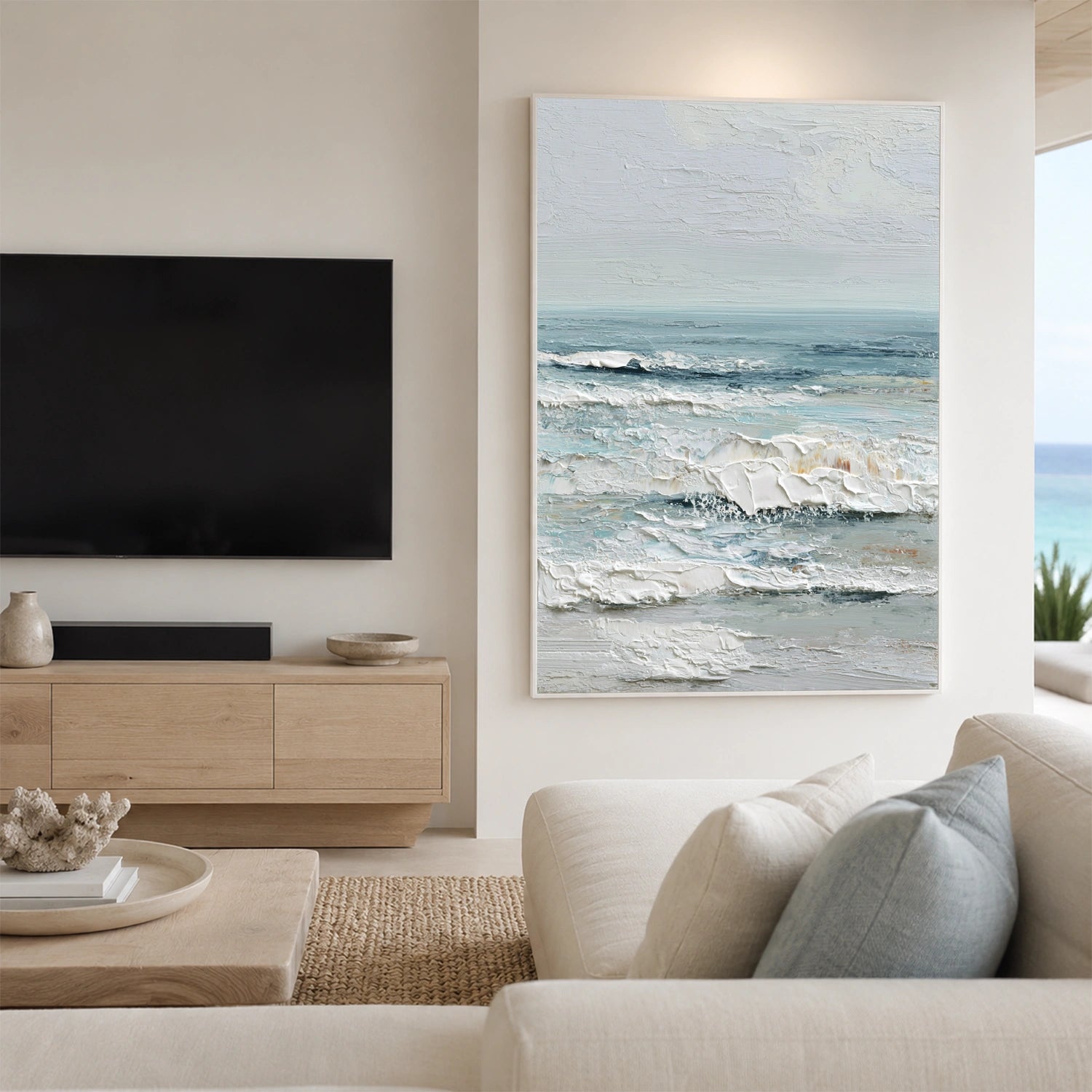 Ocean And Sky Abstract Textured Wall Art #OS190