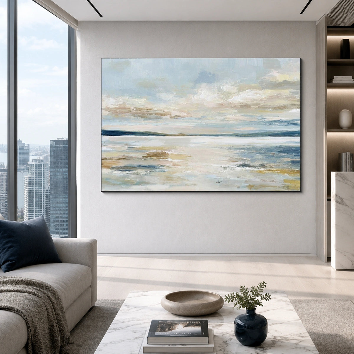 Ocean And Sky Abstract Textured Wall Art #OS244