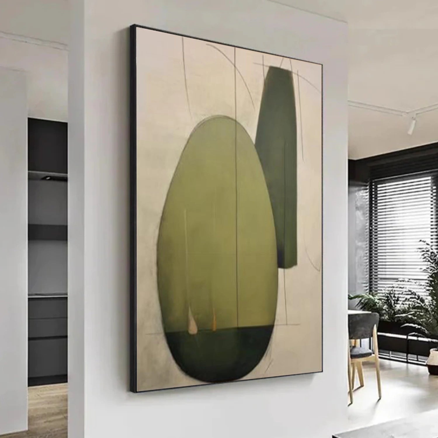Green Abstract Canvas Wall Art #AP356
