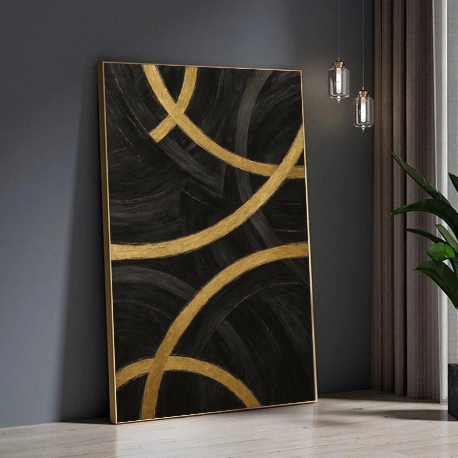 Black and Gold Minimalist Canvas Art #MT174